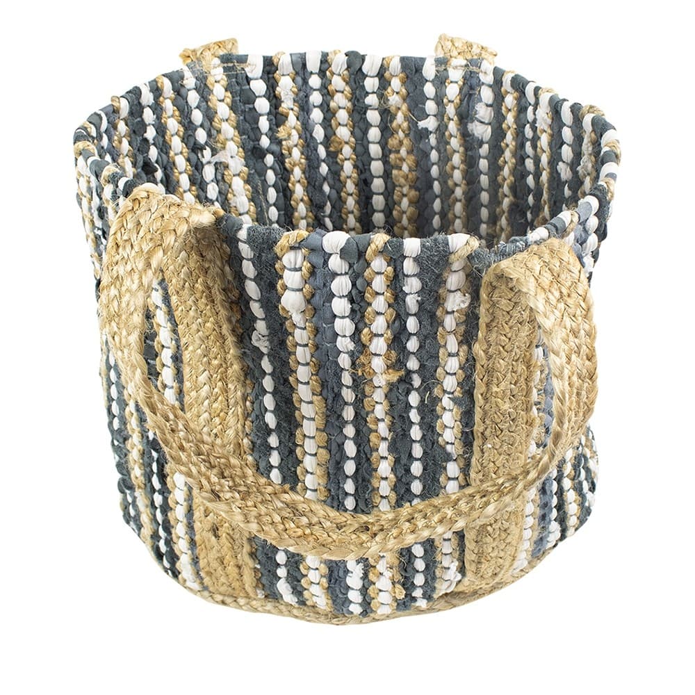 SOMEWHERE SUNNY WOVEN JUTE AND COTTON TOTE GREY