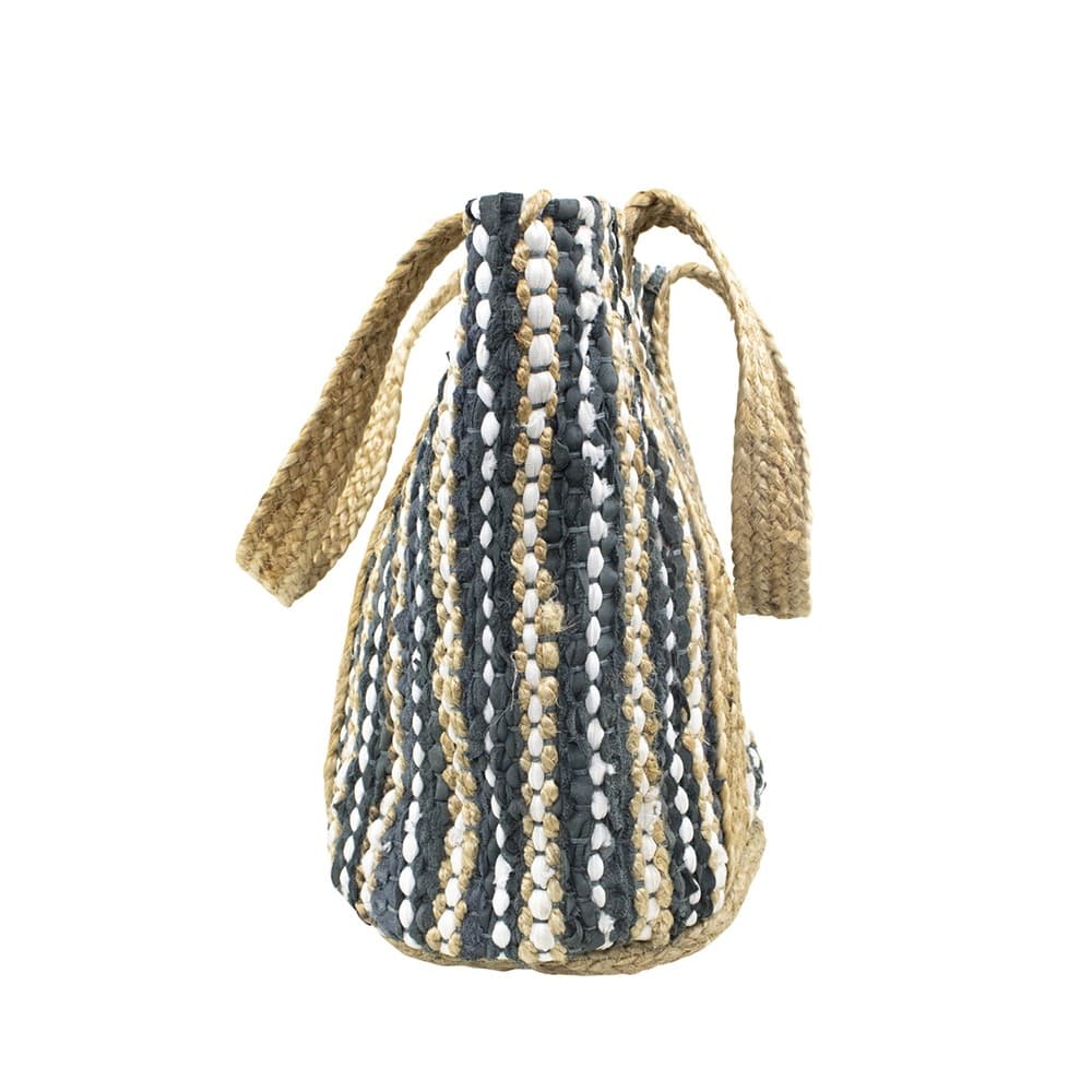 SOMEWHERE SUNNY WOVEN JUTE AND COTTON TOTE GREY