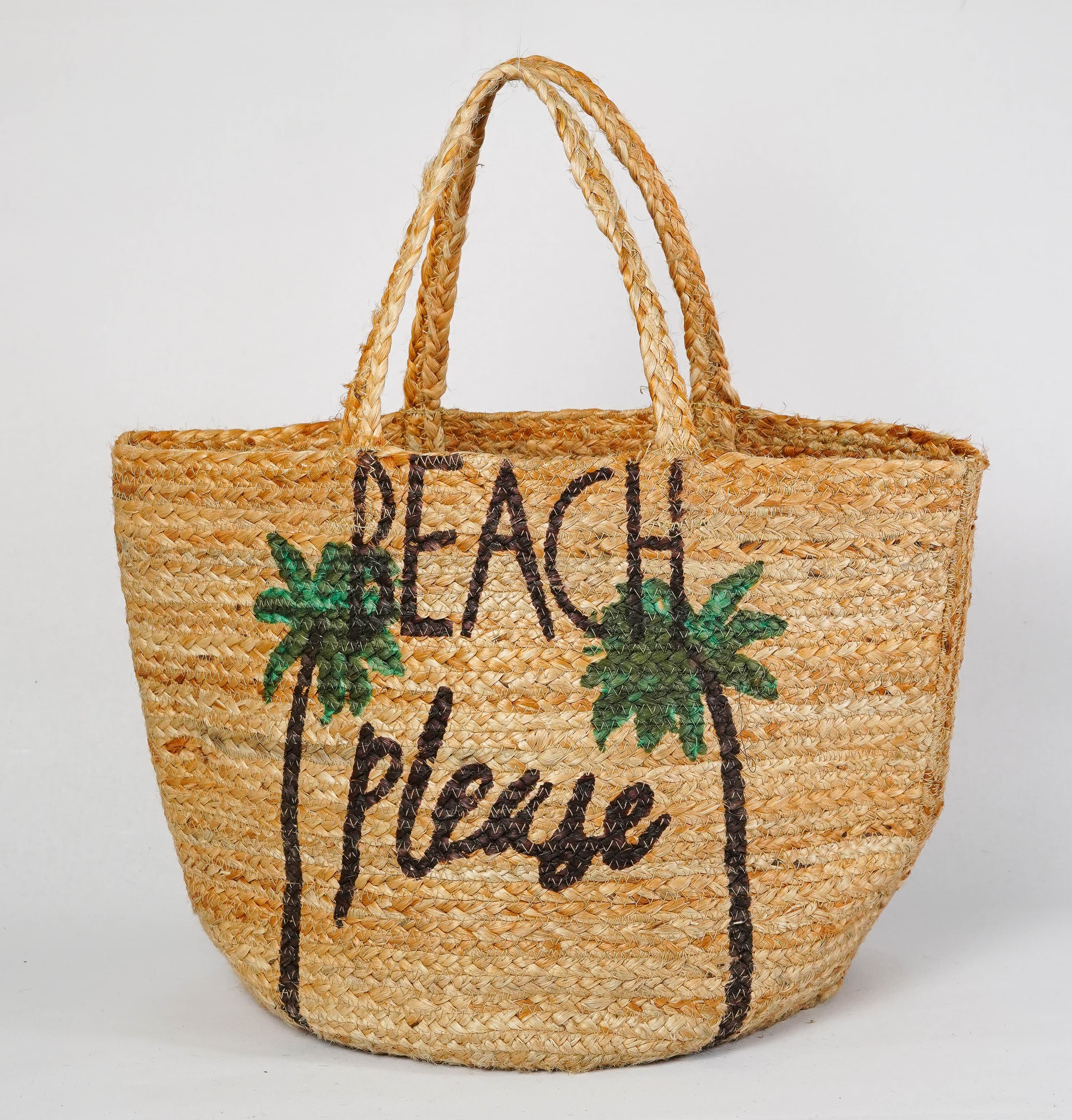 BEACH PLEASE BRAIDED JUTE BEACH BAG