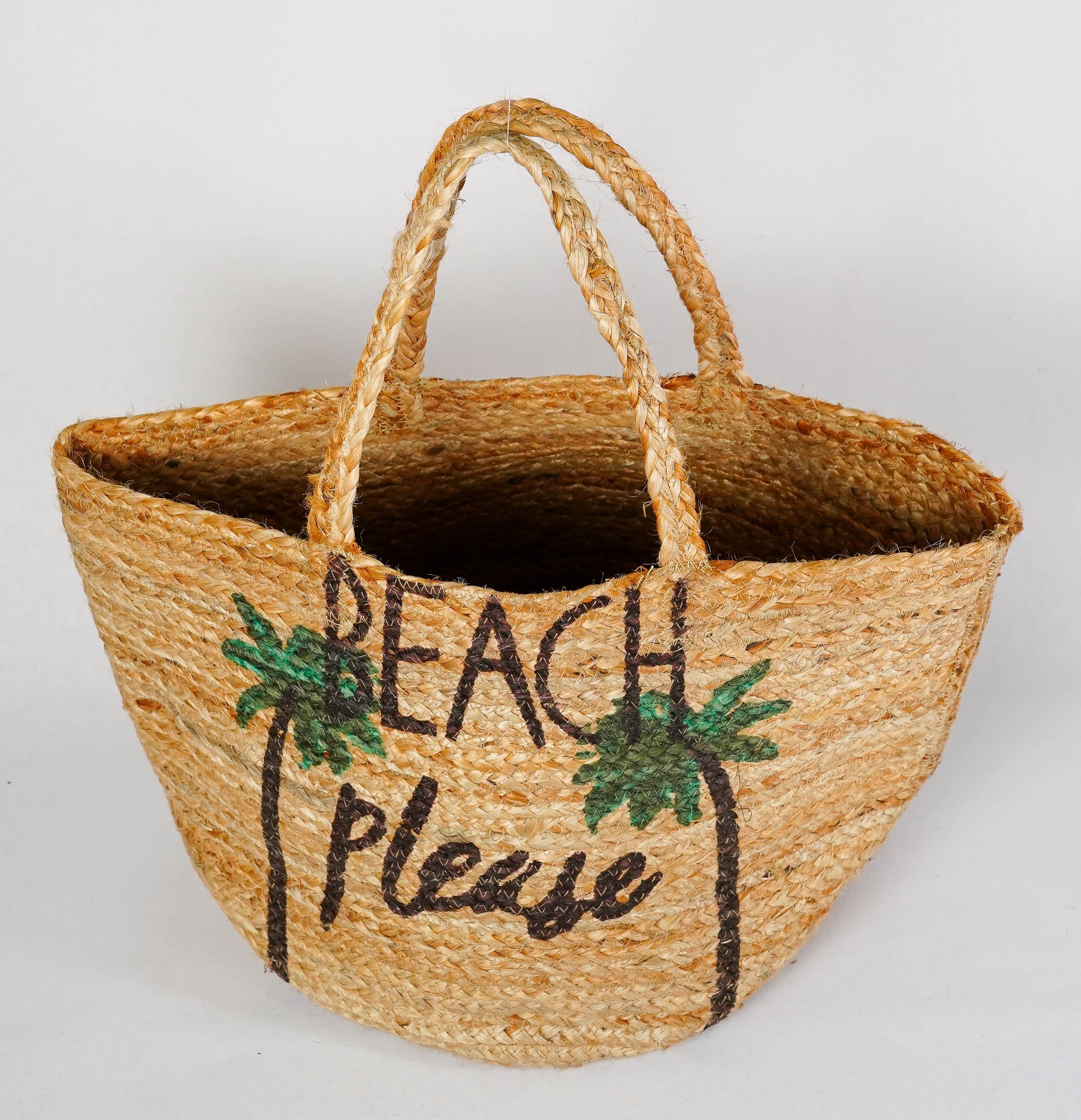 BEACH PLEASE BRAIDED JUTE BEACH BAG