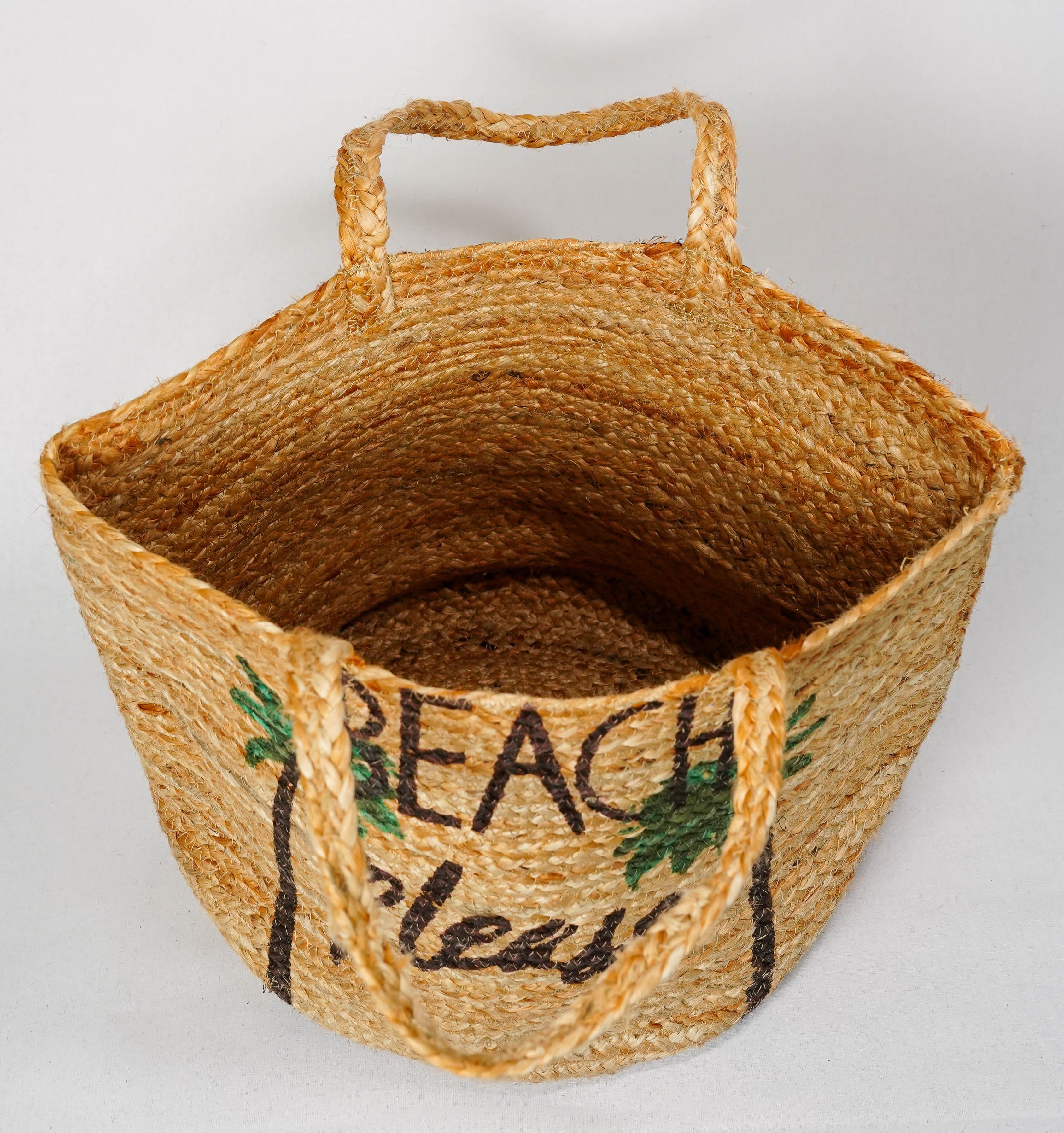BEACH PLEASE BRAIDED JUTE BEACH BAG