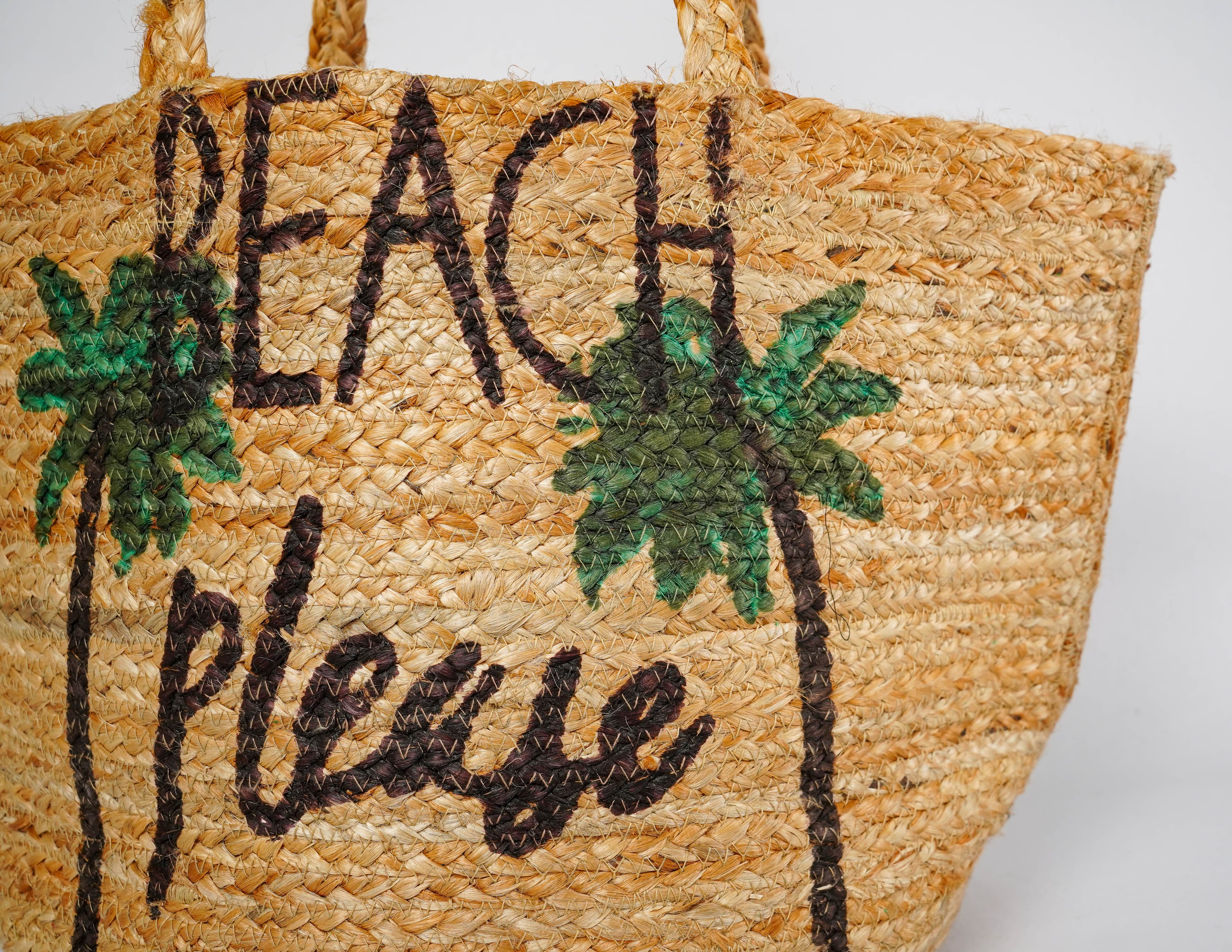 BEACH PLEASE BRAIDED JUTE BEACH BAG