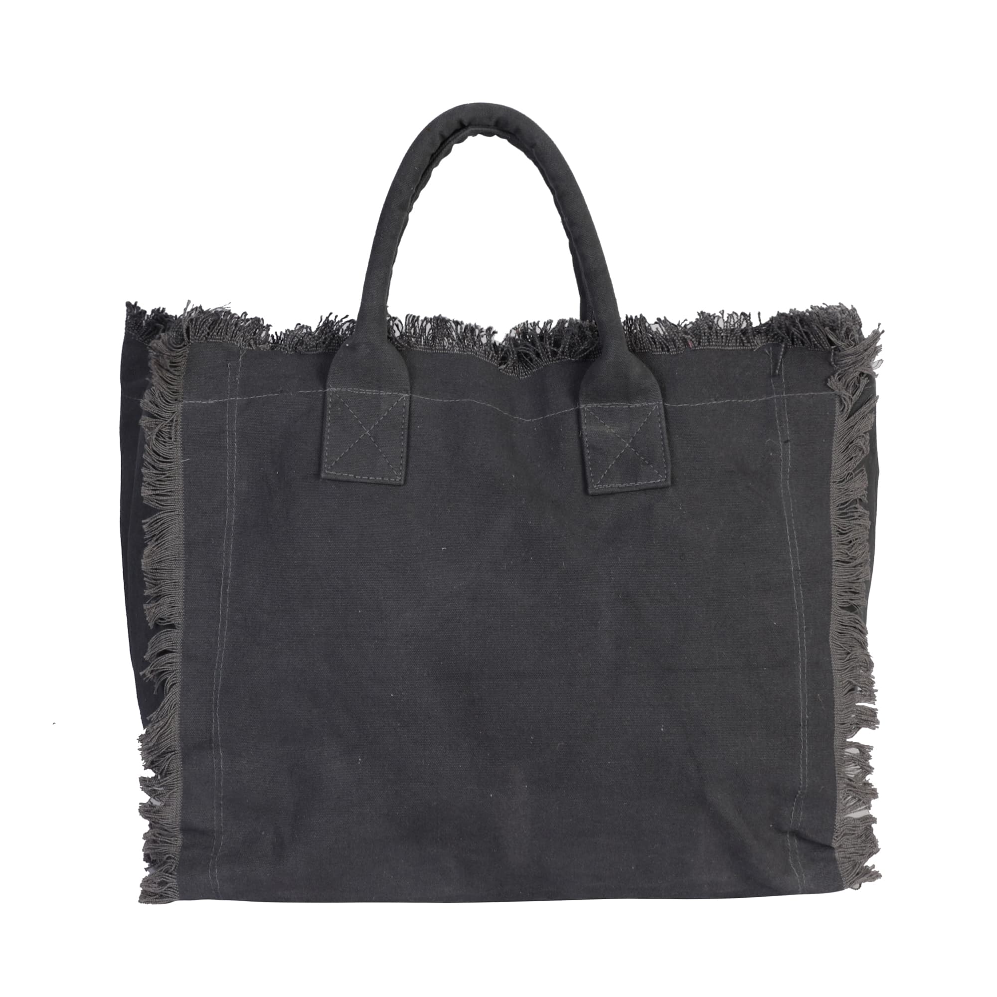 CANVAS HANDBAG WITH FRINGES TOTE BAG