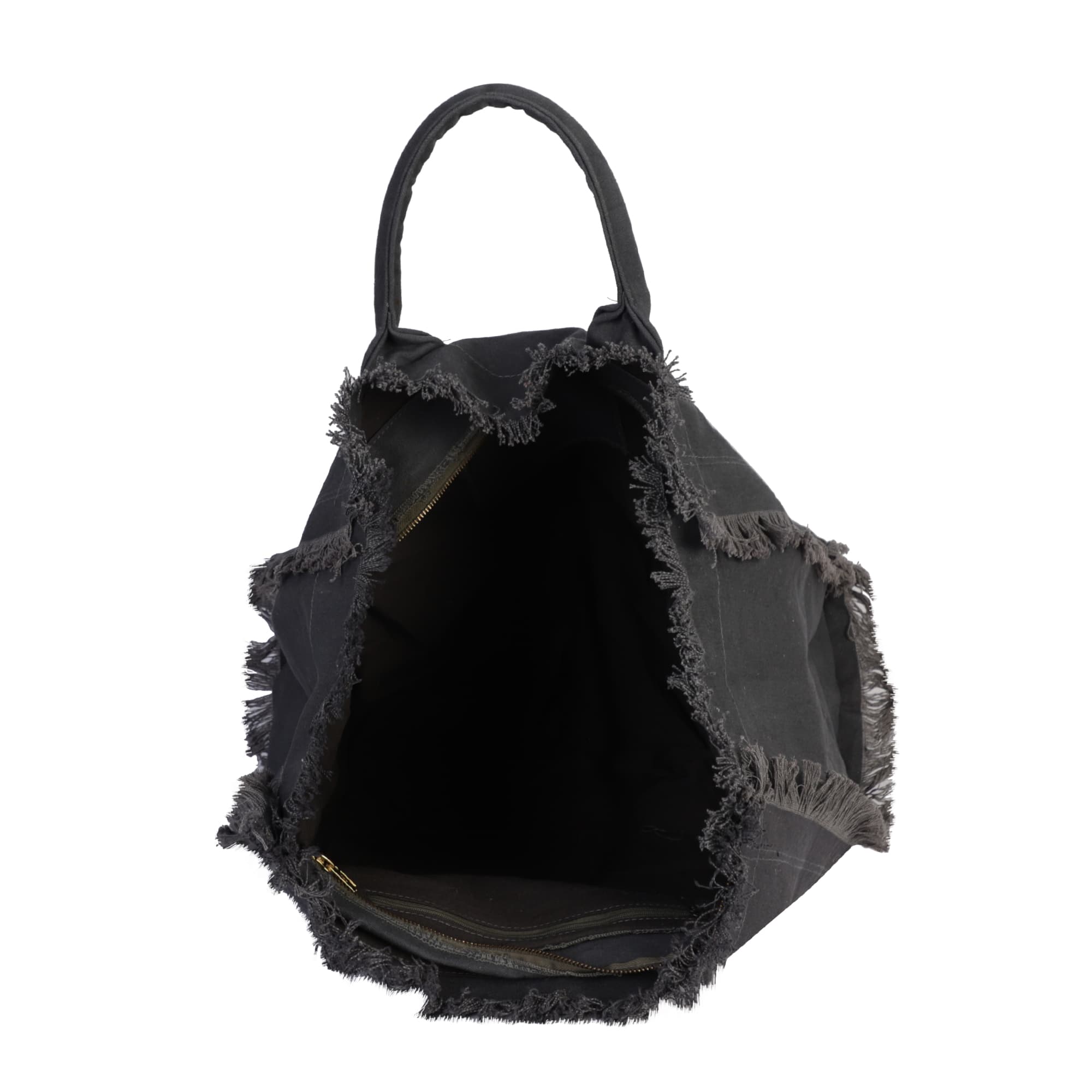 CANVAS HANDBAG WITH FRINGES TOTE BAG