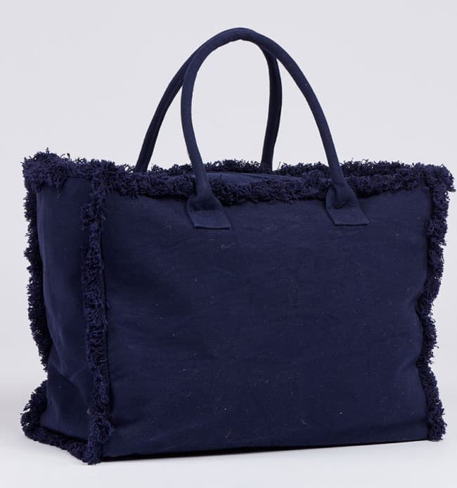 CANVAS HANDBAG WITH FRINGES TOTE BAG