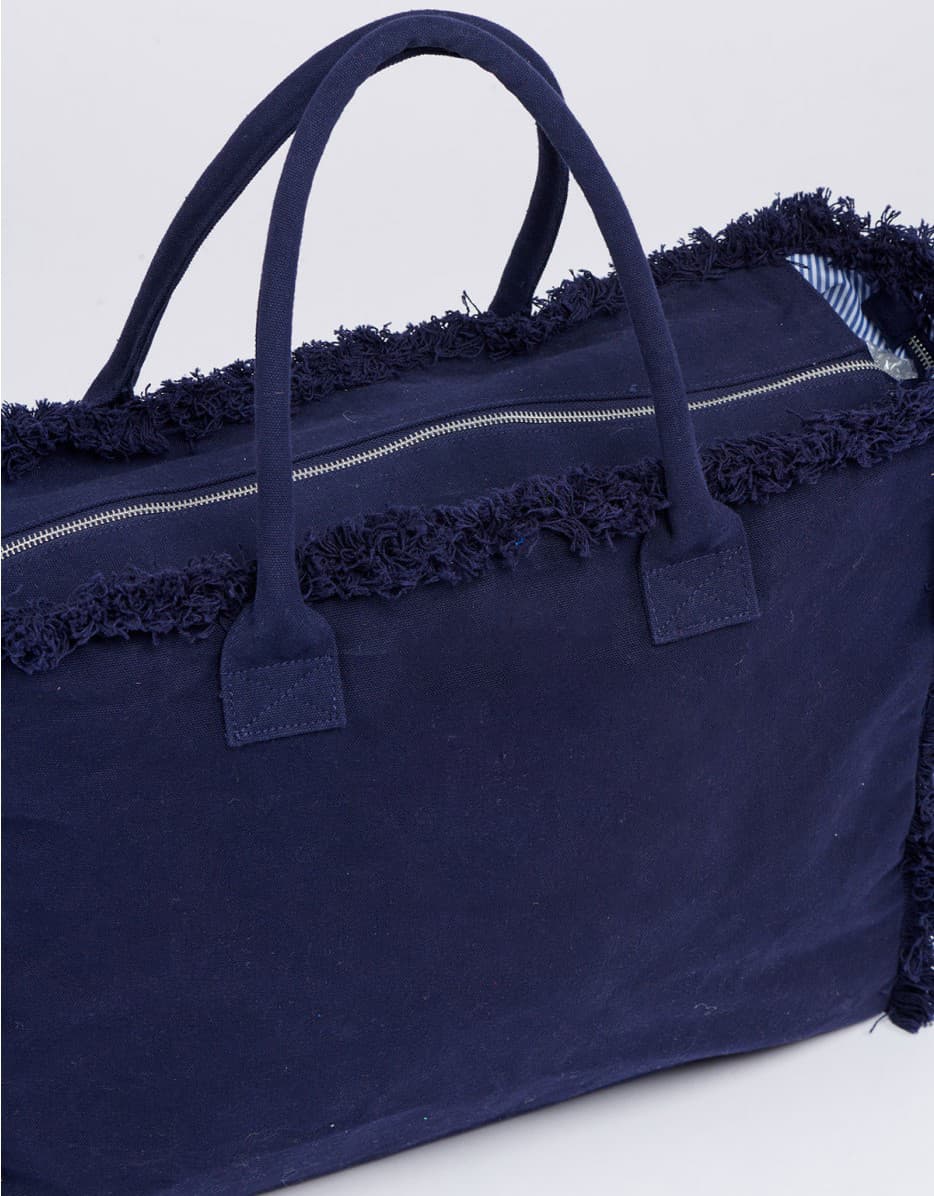 CANVAS HANDBAG WITH FRINGES TOTE BAG