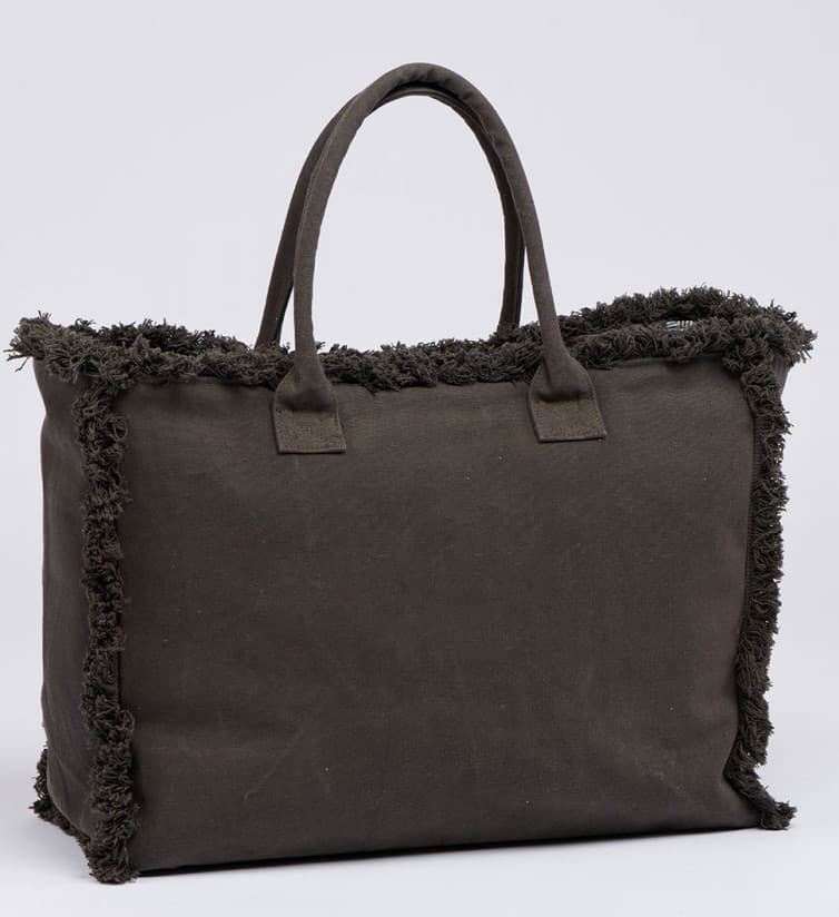 CANVAS HANDBAG WITH FRINGES TOTE BAG