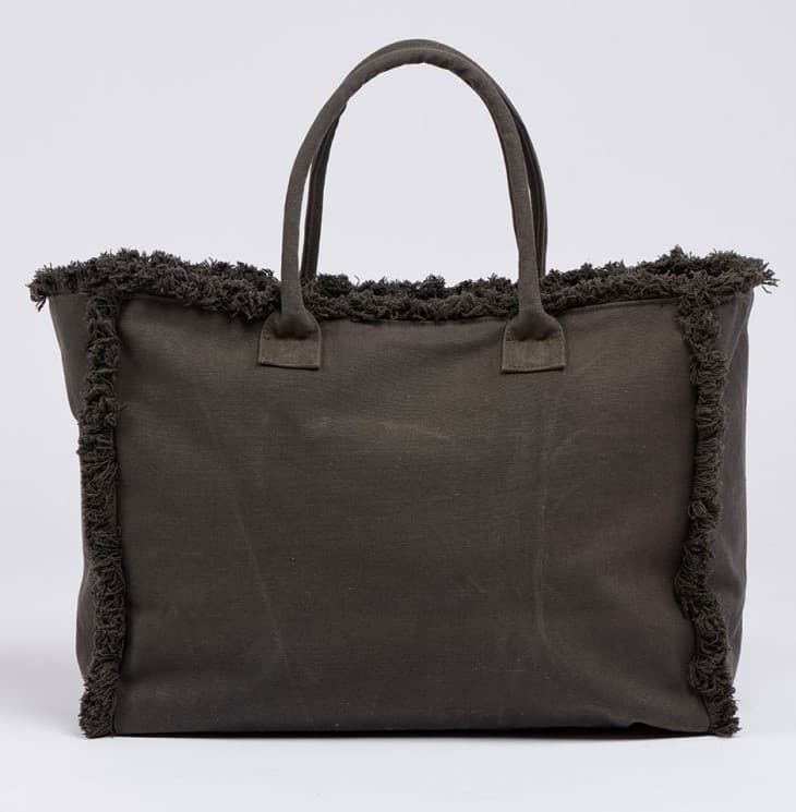 CANVAS HANDBAG WITH FRINGES TOTE BAG