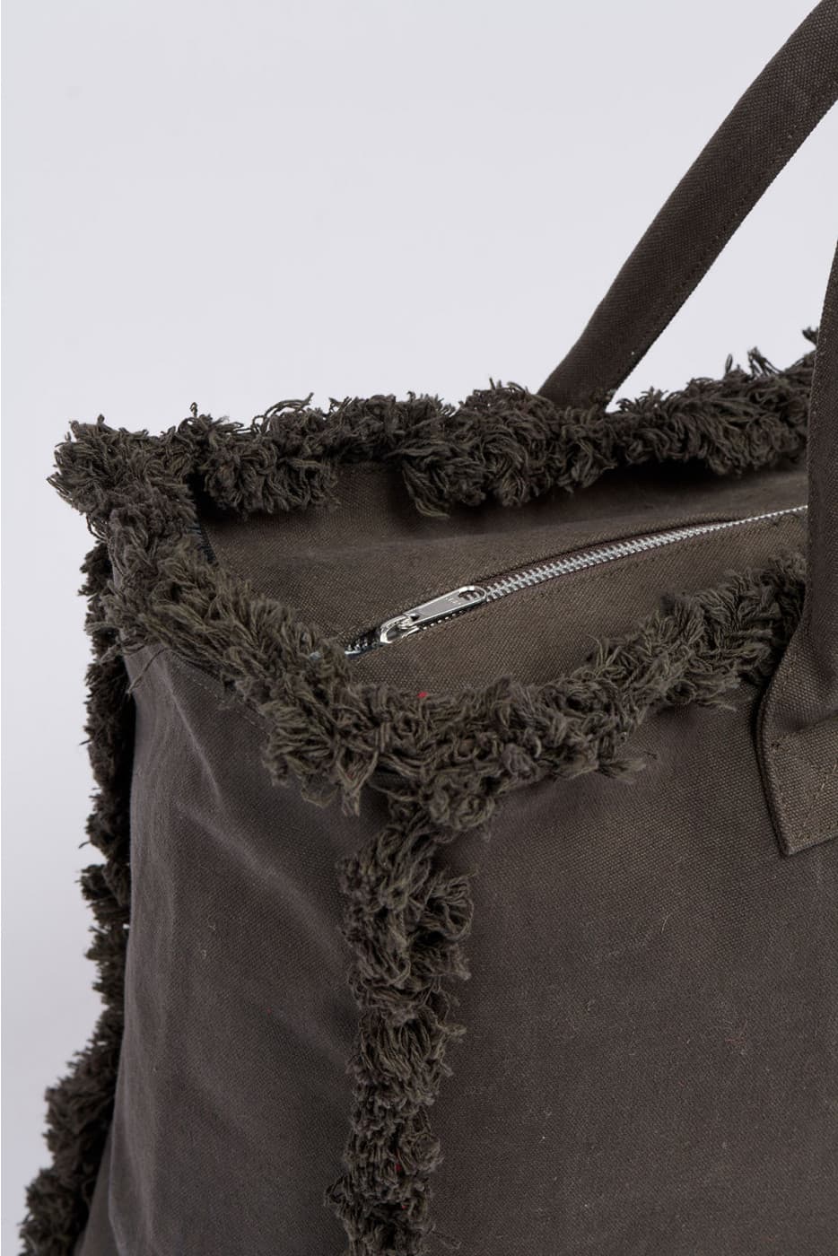 CANVAS HANDBAG WITH FRINGES TOTE BAG