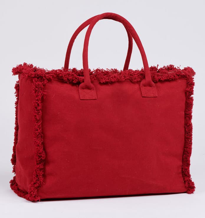 CANVAS HANDBAG WITH FRINGES TOTE BAG