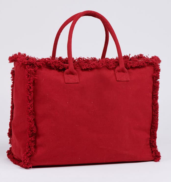 CANVAS HANDBAG WITH FRINGES TOTE BAG