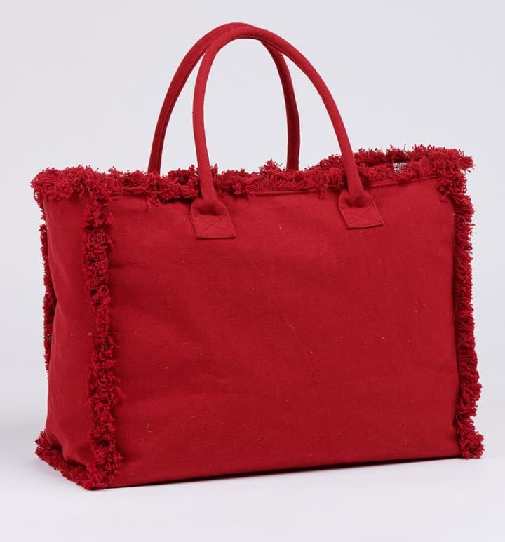 CANVAS HANDBAG WITH FRINGES TOTE BAG