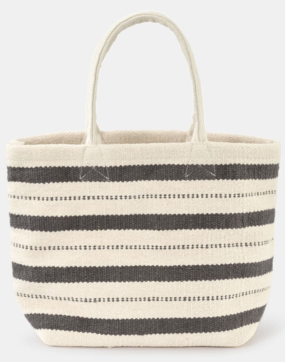 Black and White Striped Jacquard  Tote Bag