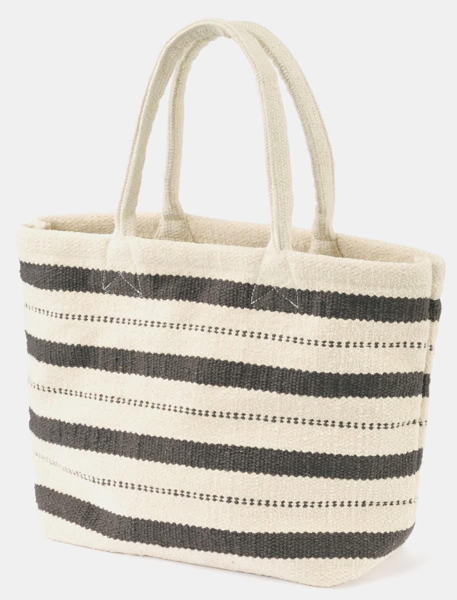 Black and White Striped Jacquard  Tote Bag