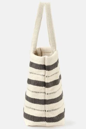 Black and White Striped Jacquard  Tote Bag