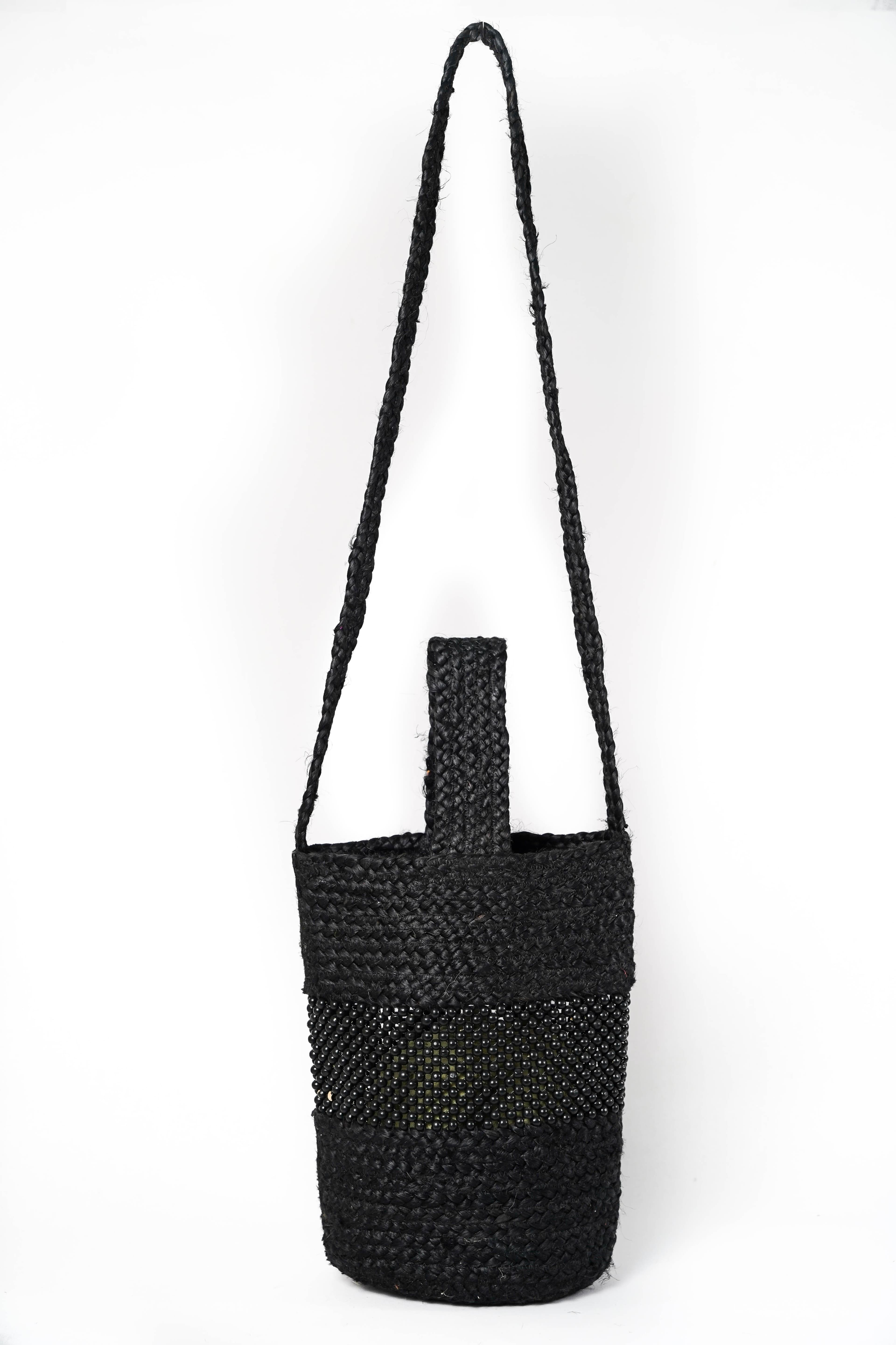EMBELLISHED  JUTE CROSSBODY BAG