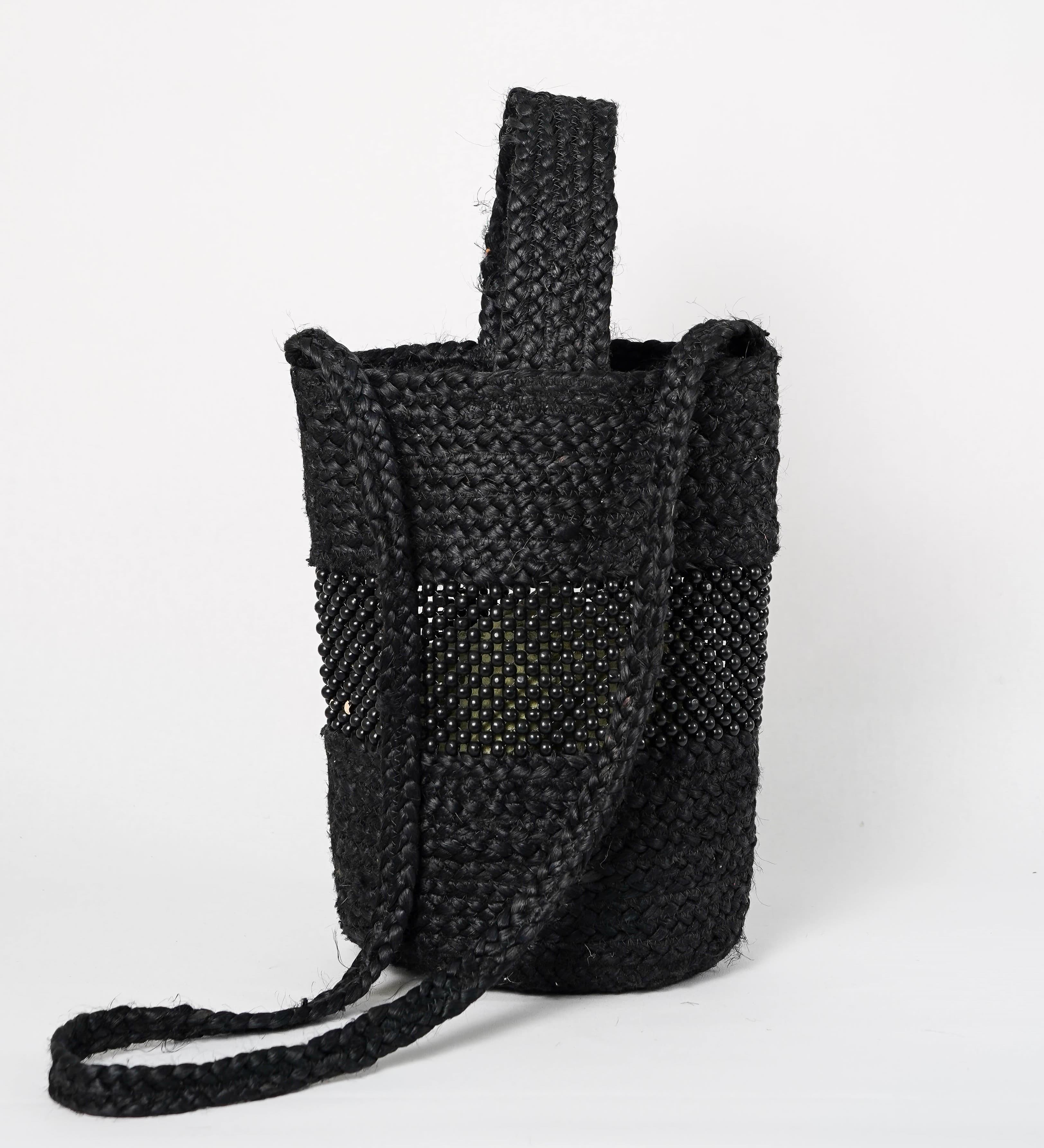 EMBELLISHED  JUTE CROSSBODY BAG