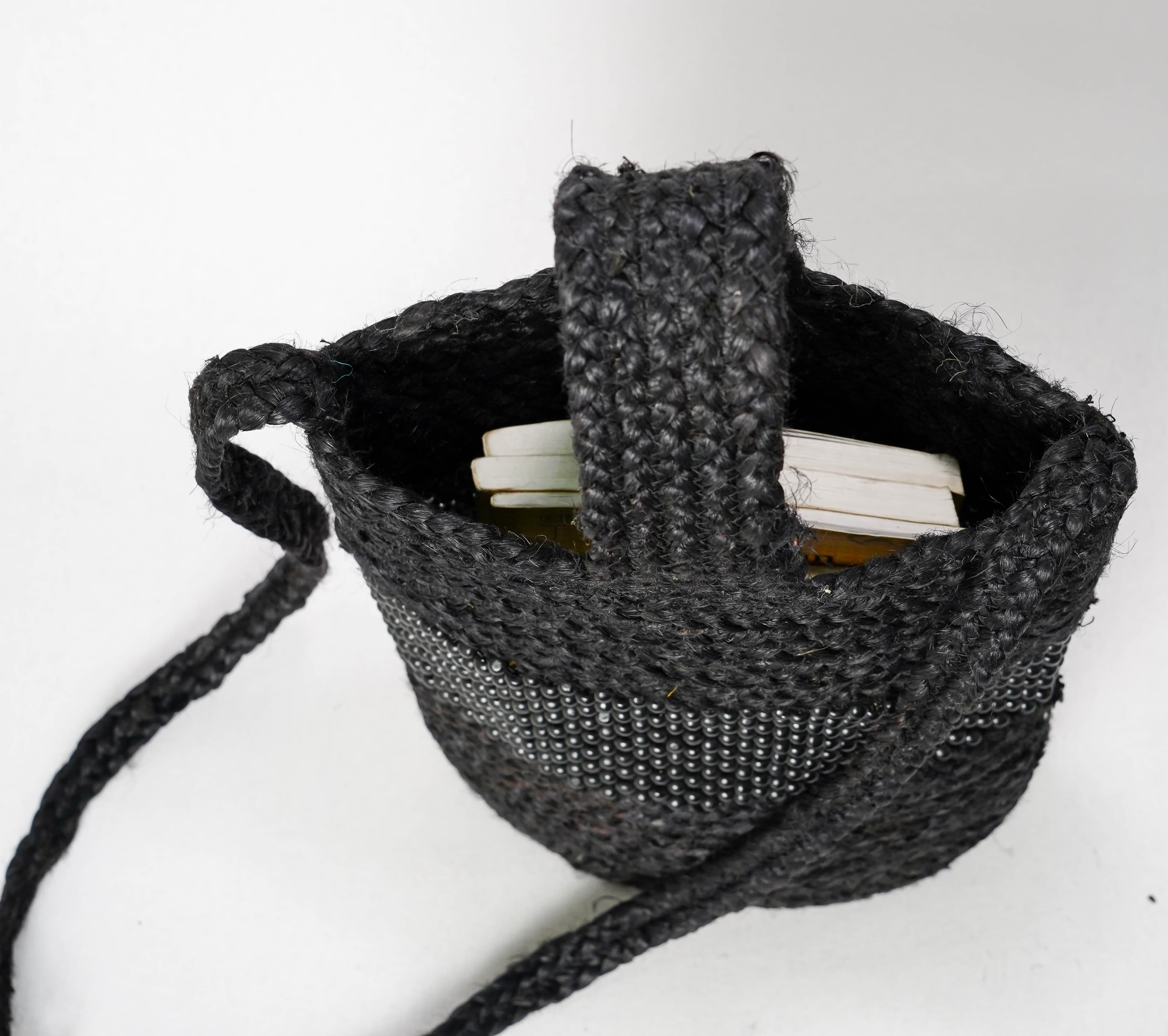 EMBELLISHED  JUTE CROSSBODY BAG