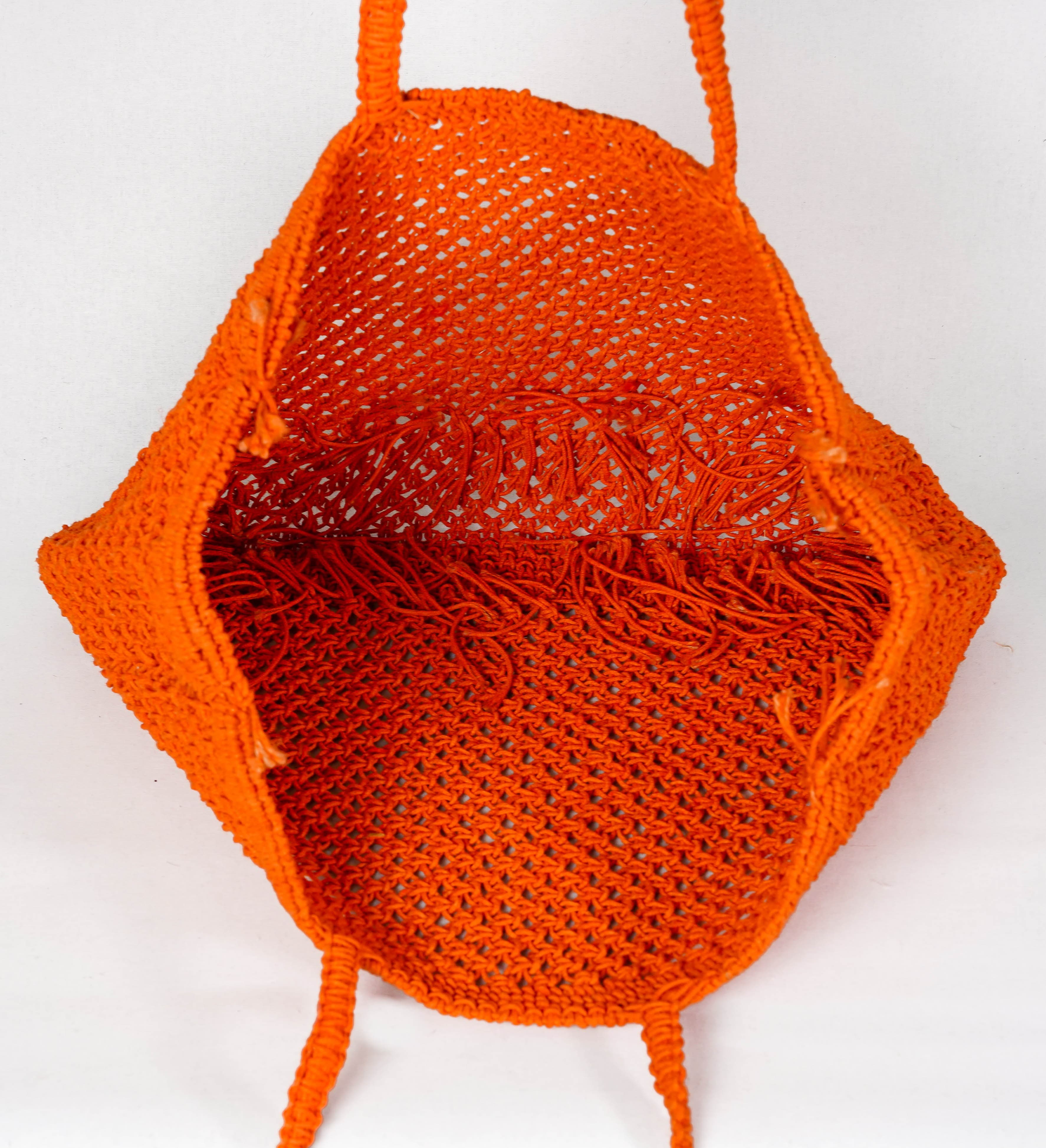 ORANGE JUTE TOTE BAG