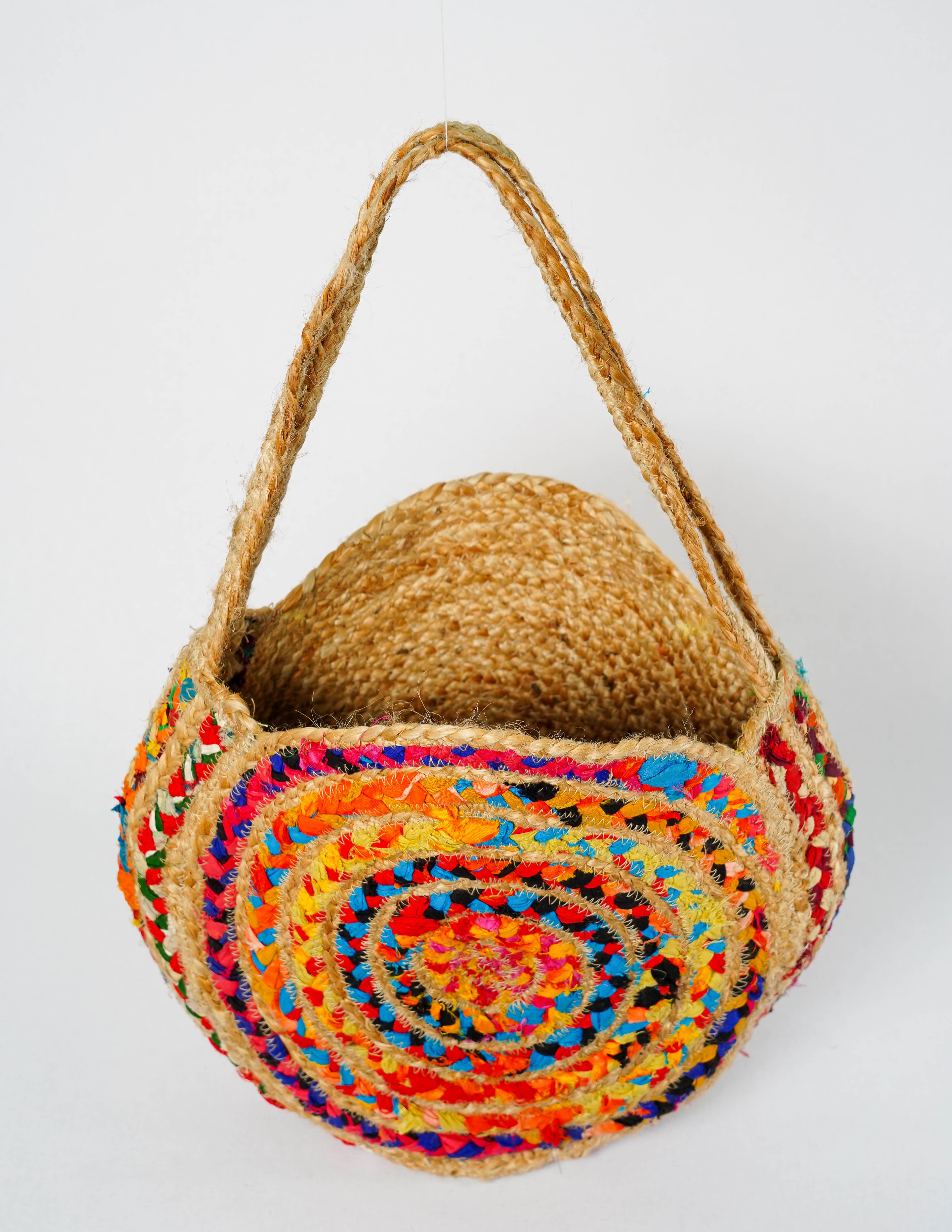 COTTON AND JUTE BRAIDED ROUND BAG