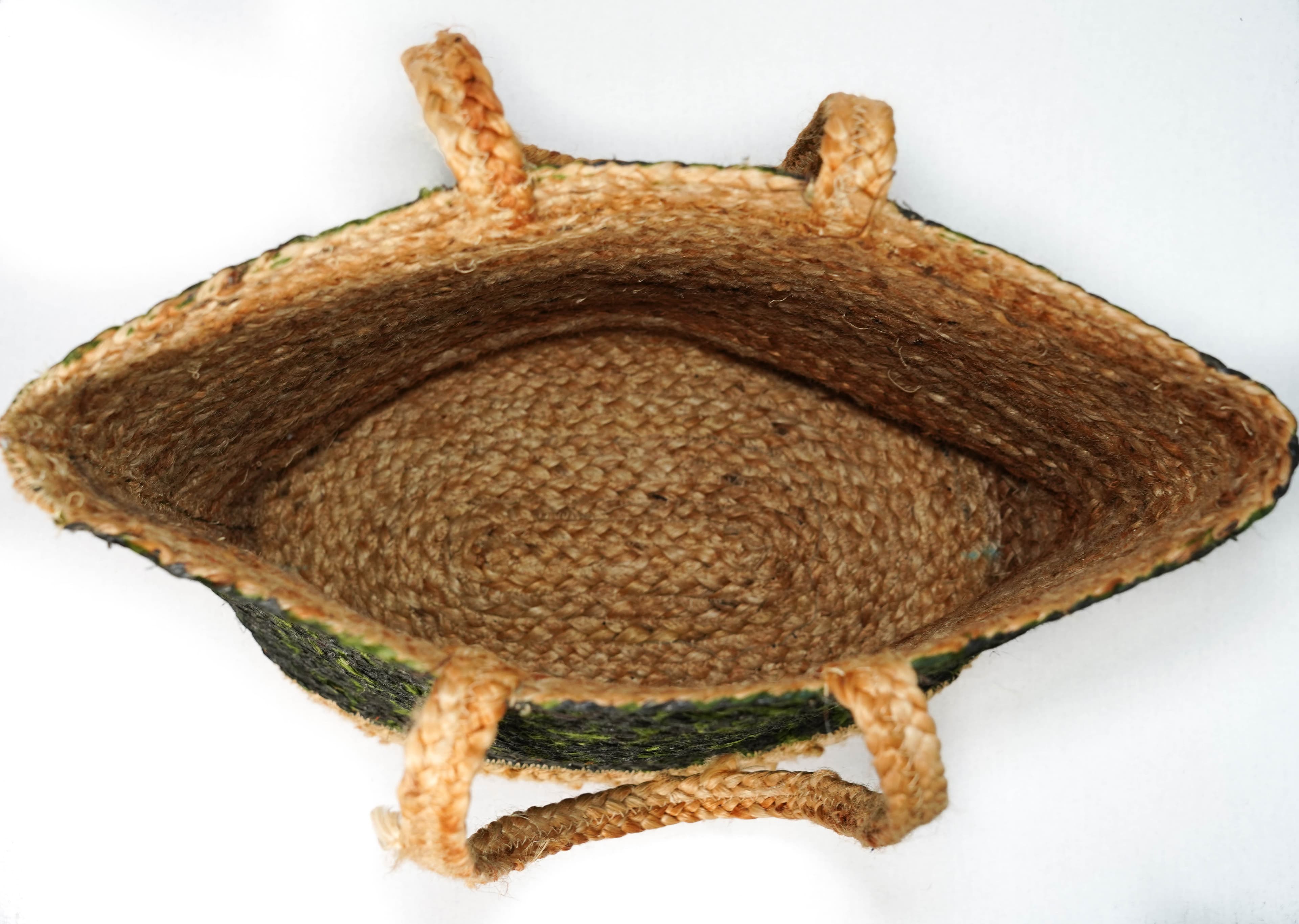 GREEN LEOPARD PRINT JUTE TOTE BAG