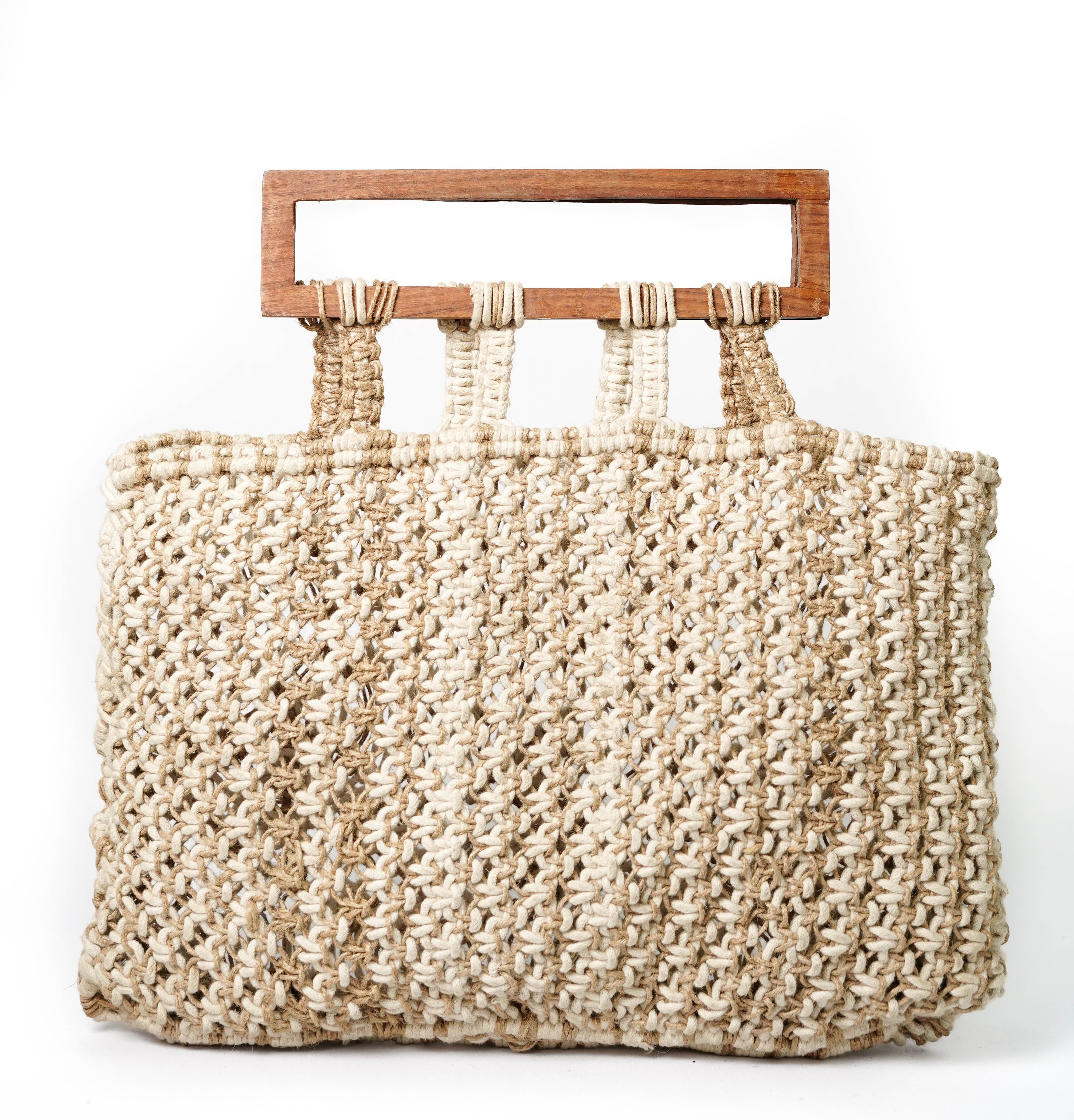 COTTON AND JUTE CROCHET BAG