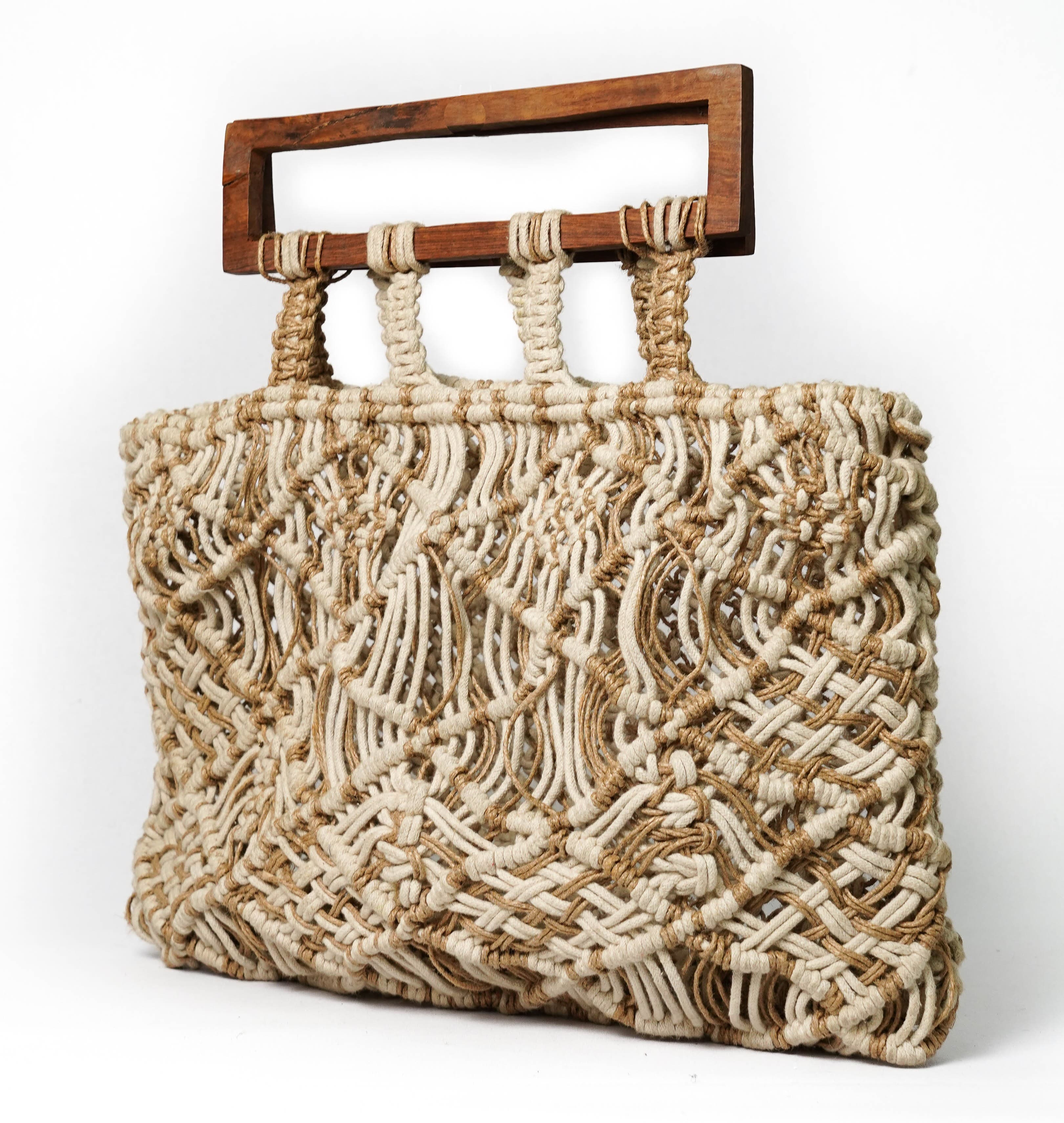 COTTON AND JUTE CROCHET BAG