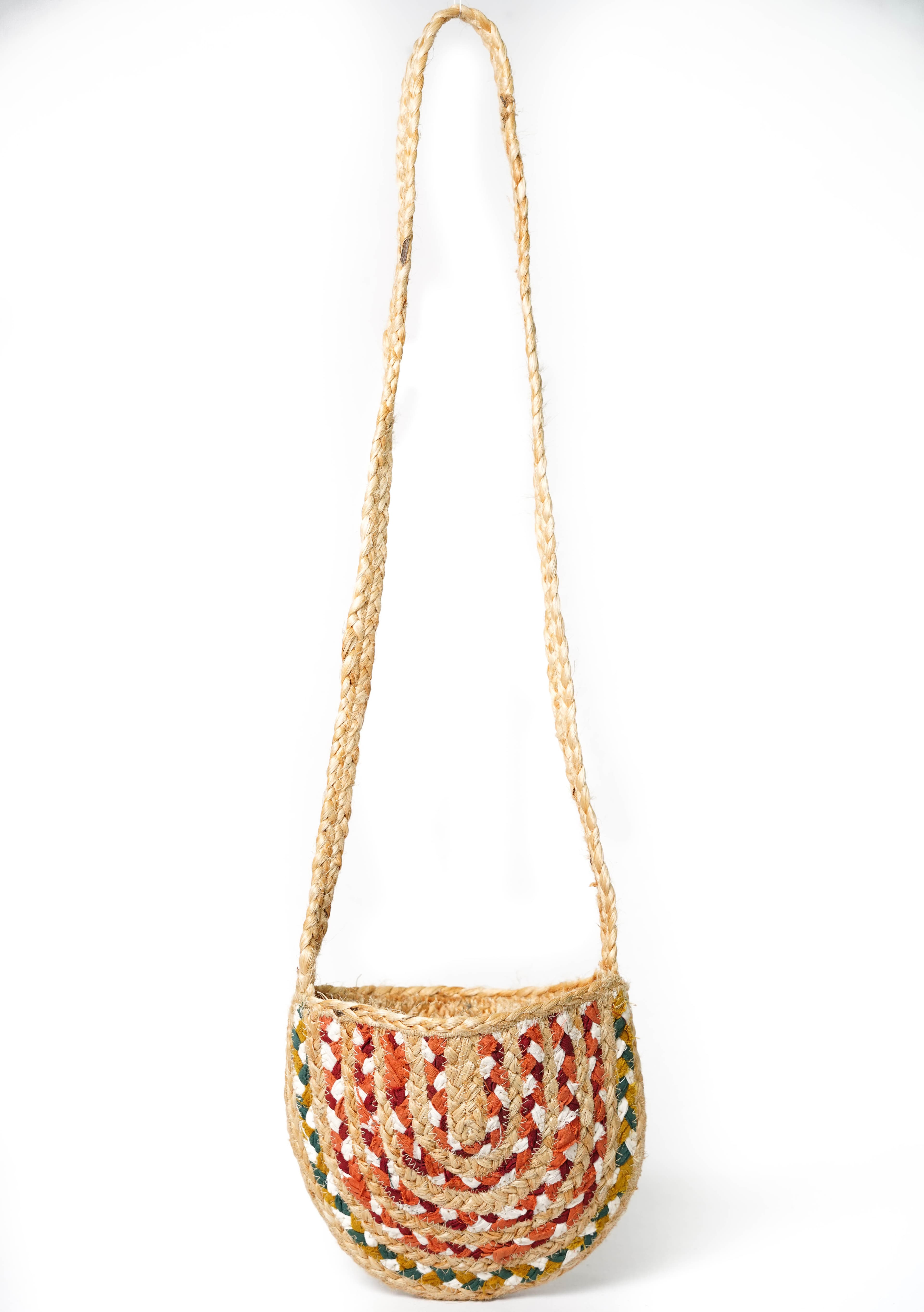 COTTON AND JUTE BRAIDED CROSBODY BAG