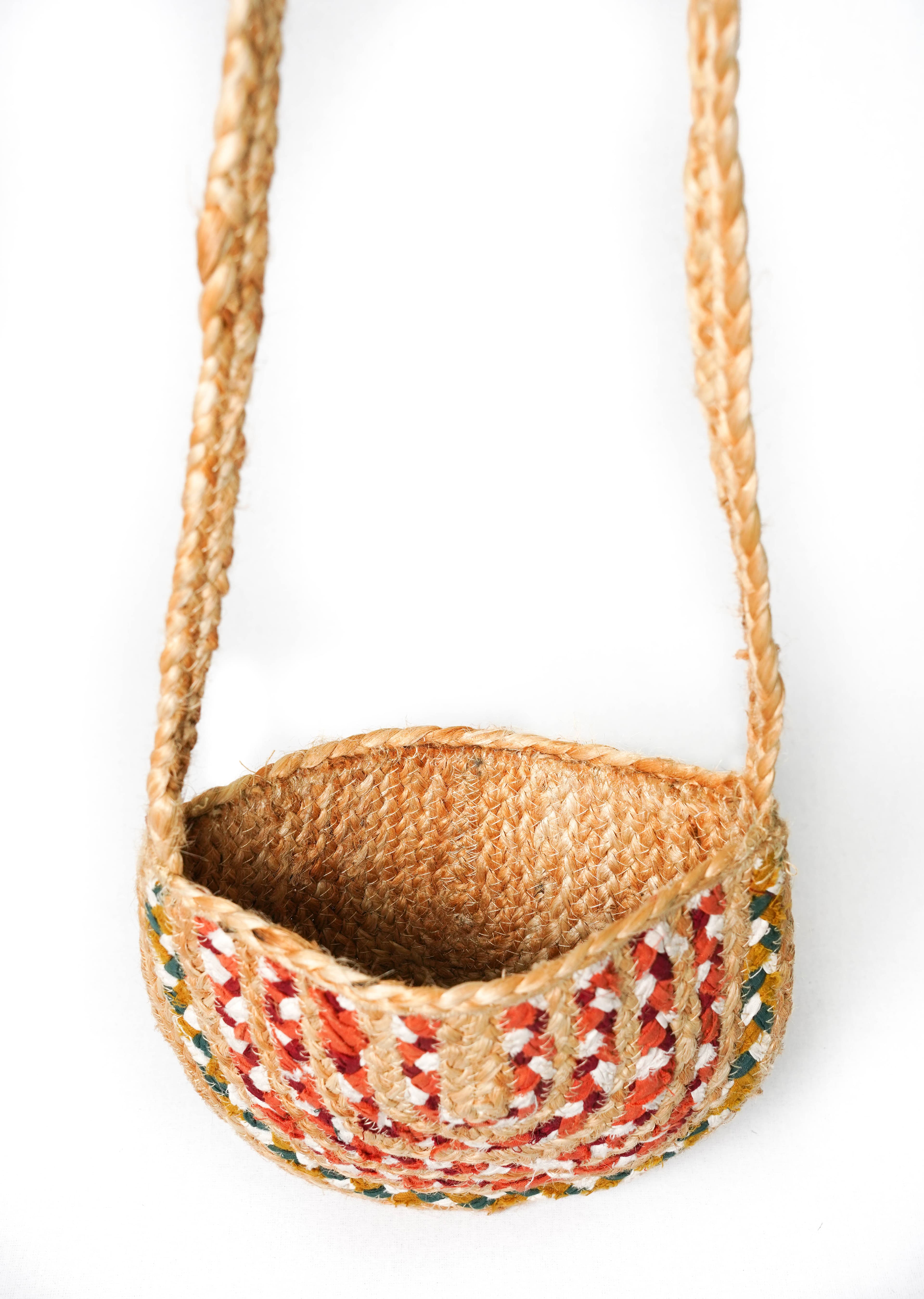 COTTON AND JUTE BRAIDED CROSBODY BAG