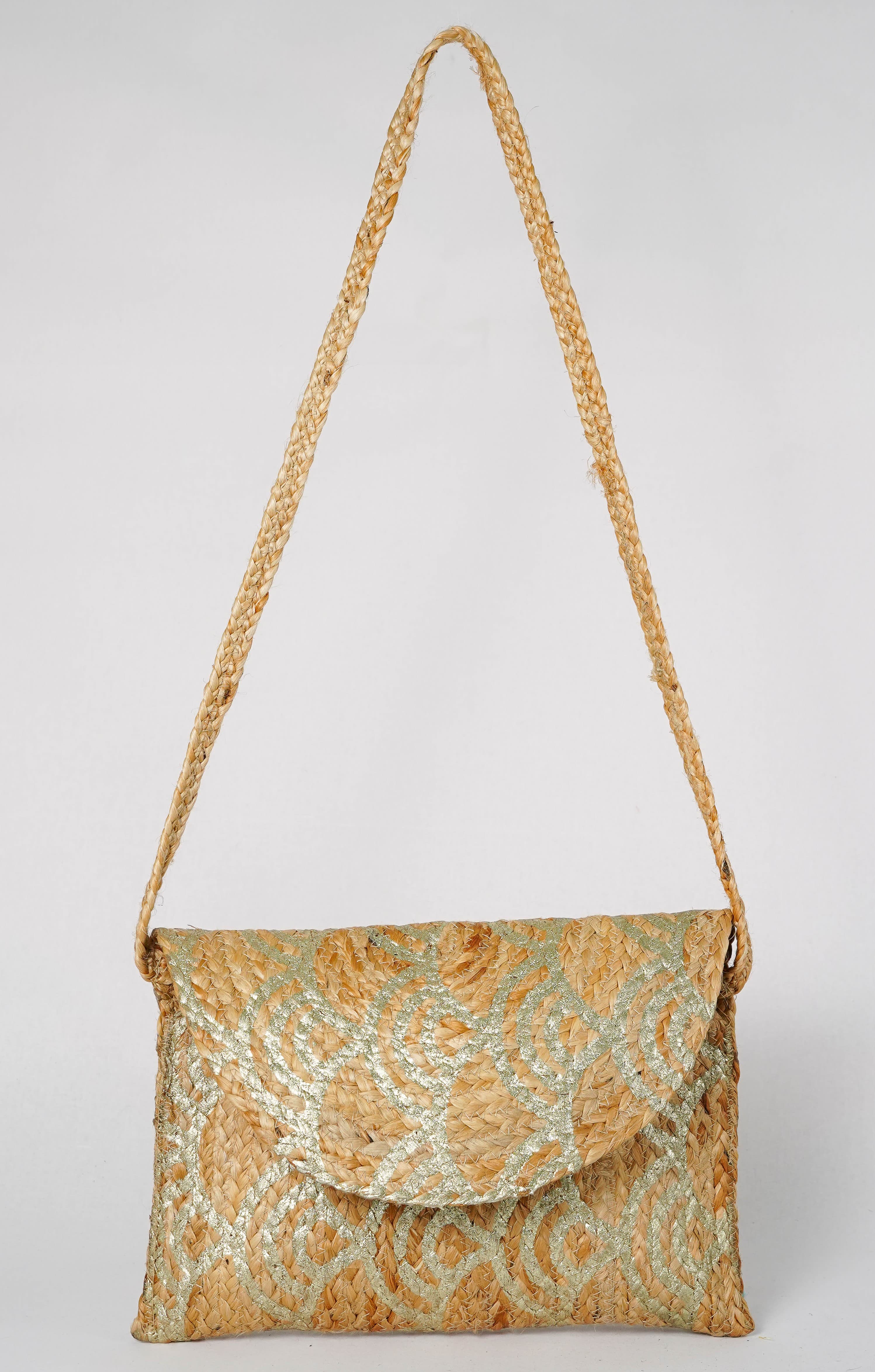 PRINTED JUTE CLUTCH BAG