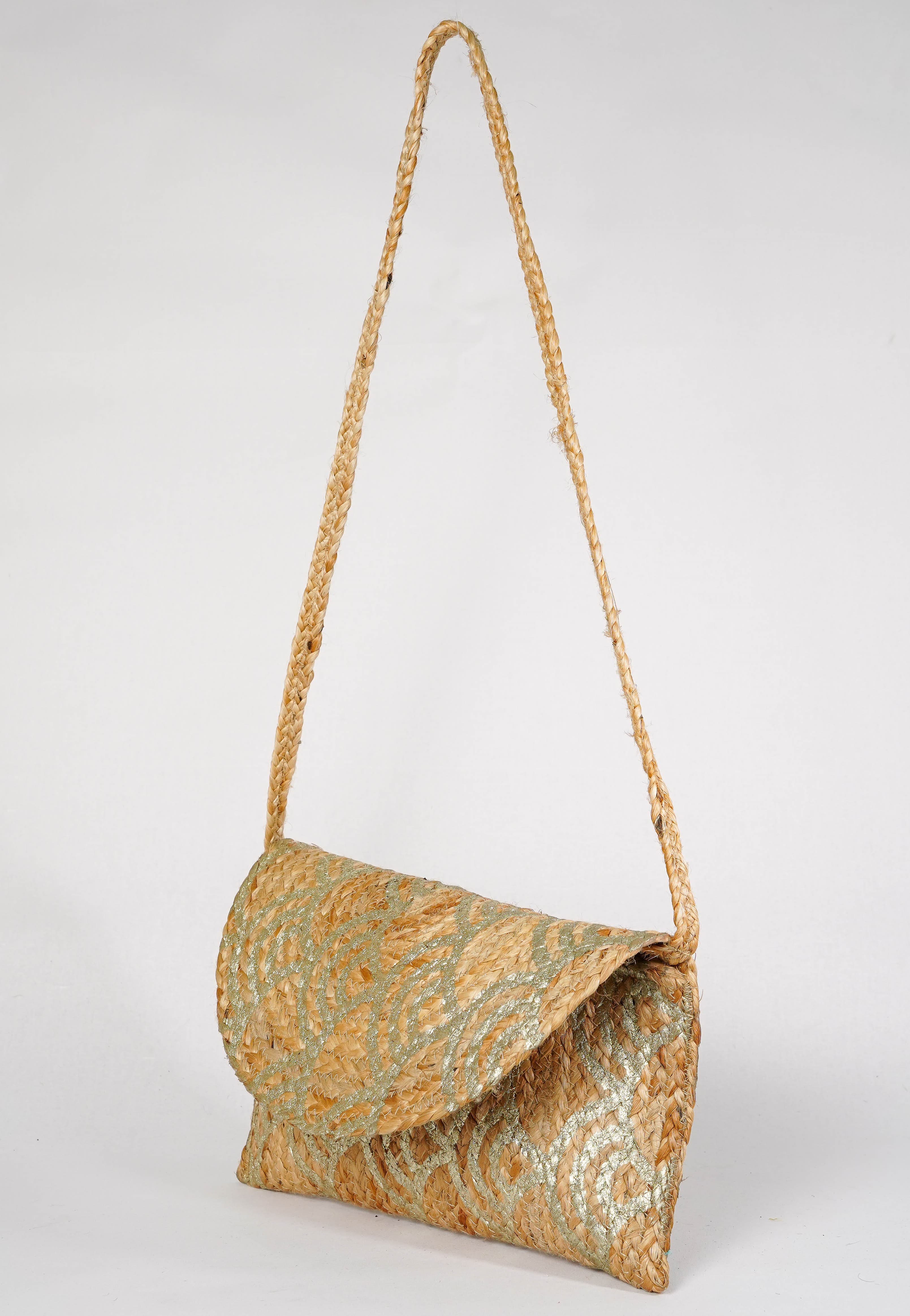 PRINTED JUTE CLUTCH BAG