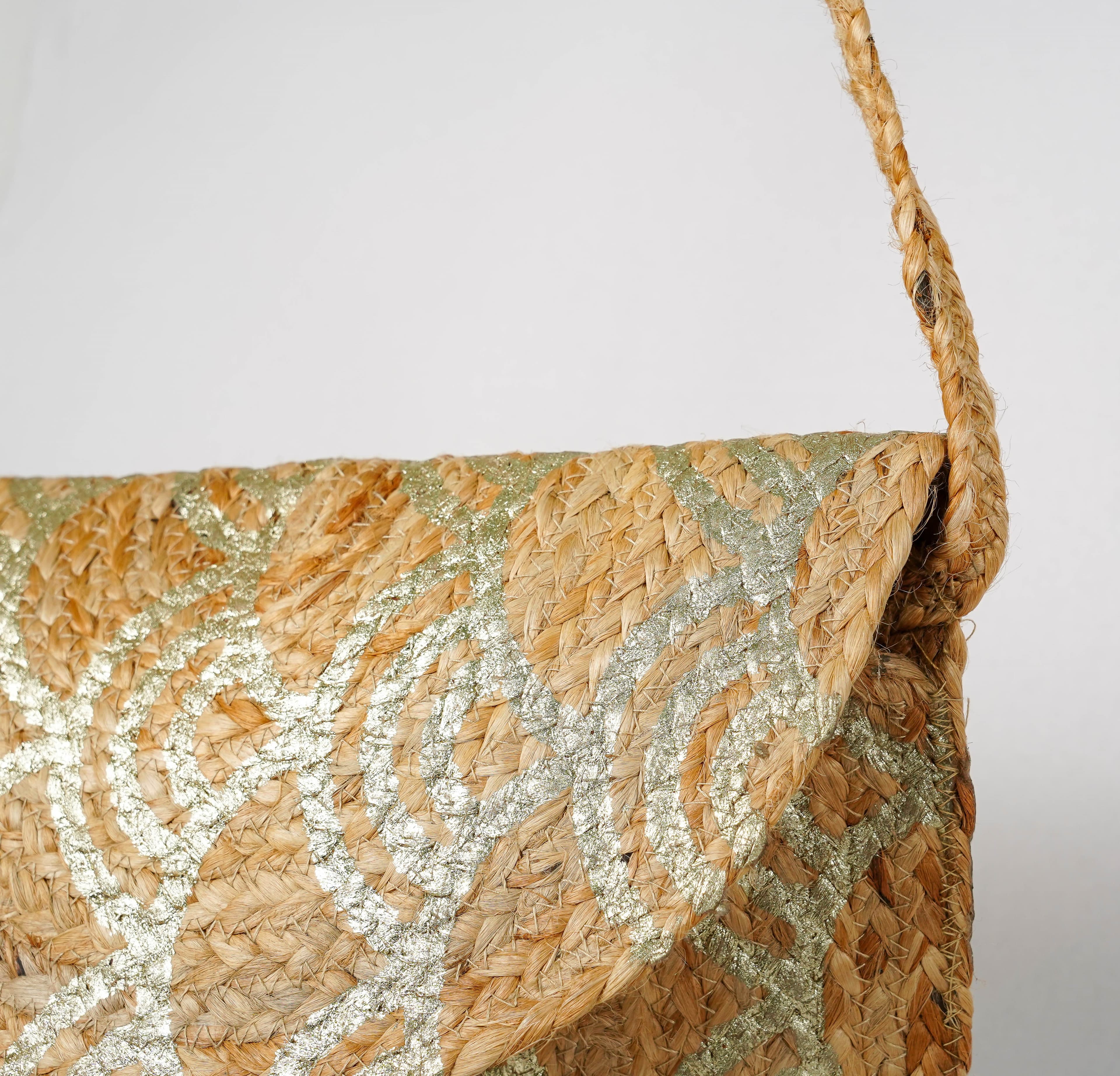 PRINTED JUTE CLUTCH BAG