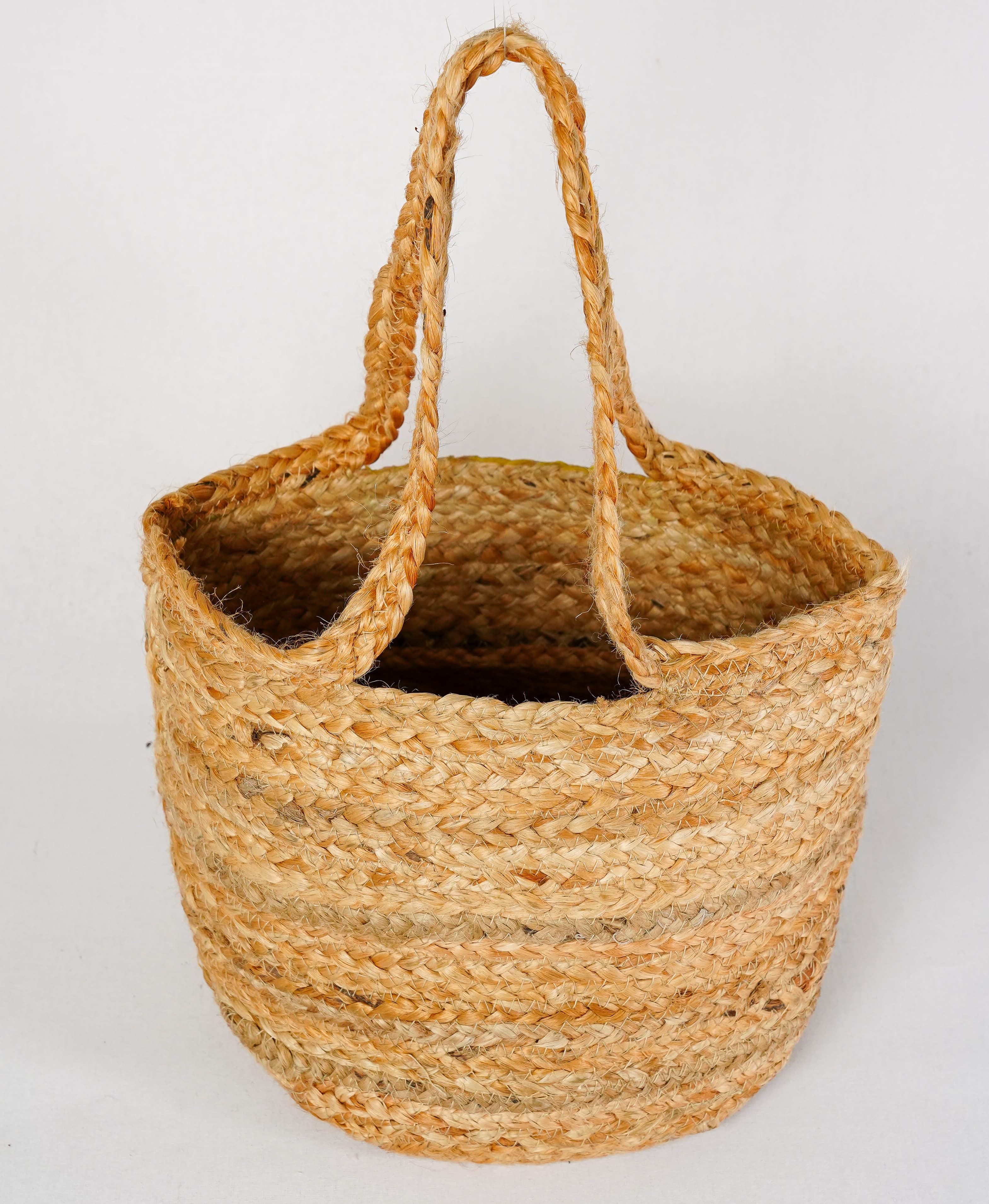 GOLDEN AND NATURAL JUTE BRAIDED TOTE BAG