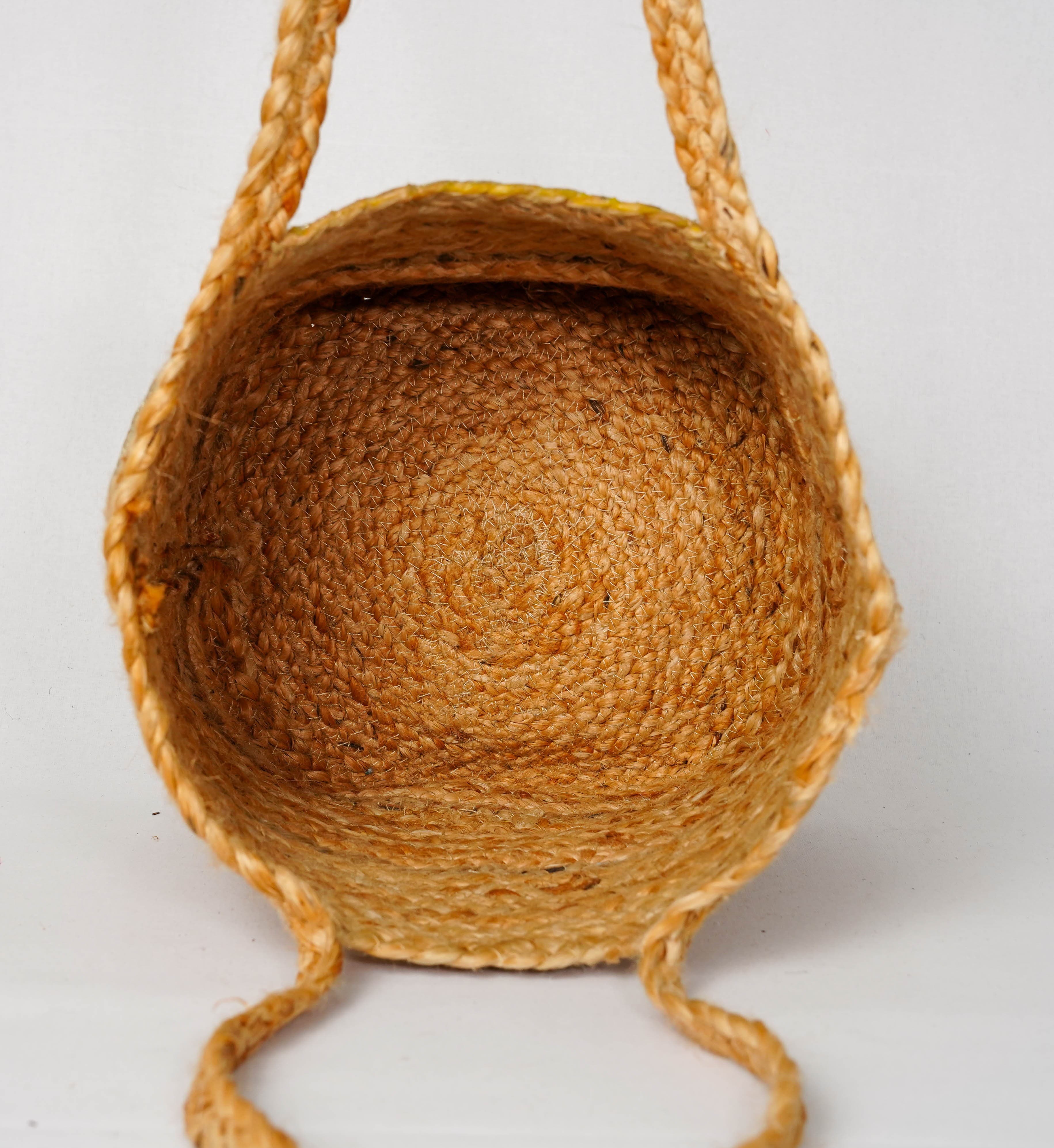 GOLDEN AND NATURAL JUTE BRAIDED TOTE BAG