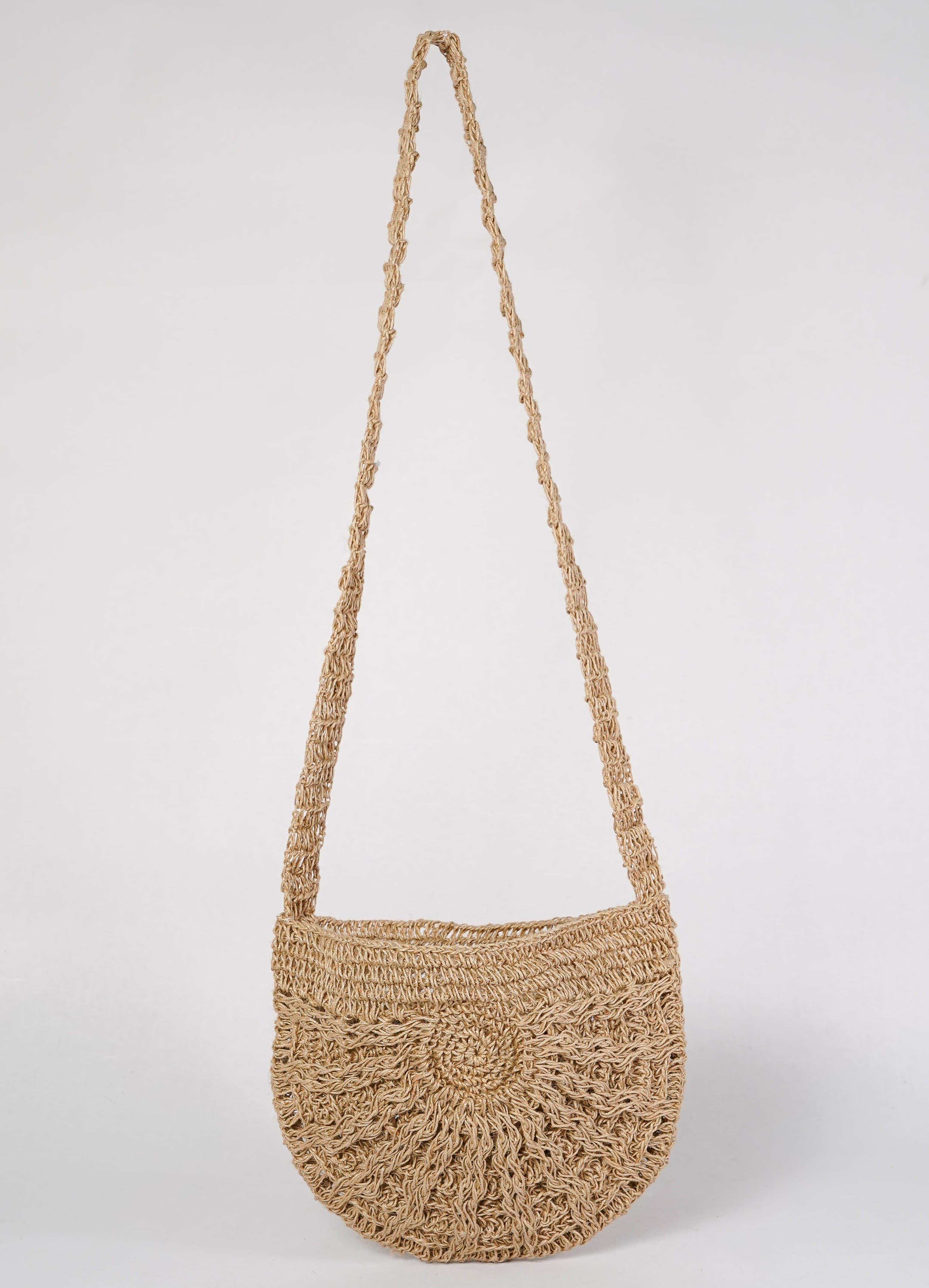 JUTE CROCHET CROSSBODY BAG