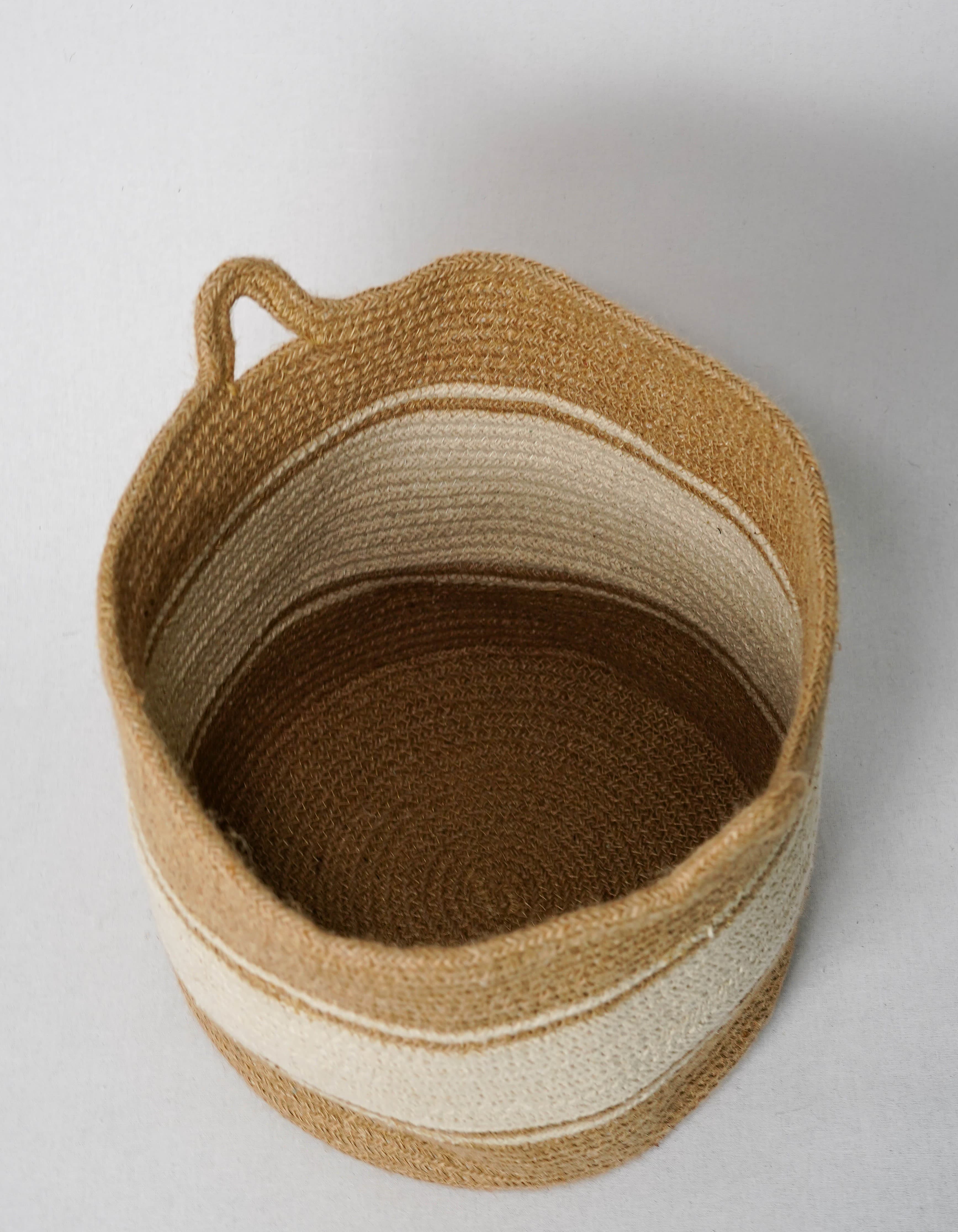 NATURAL AND WHITE WOVEN BASKET