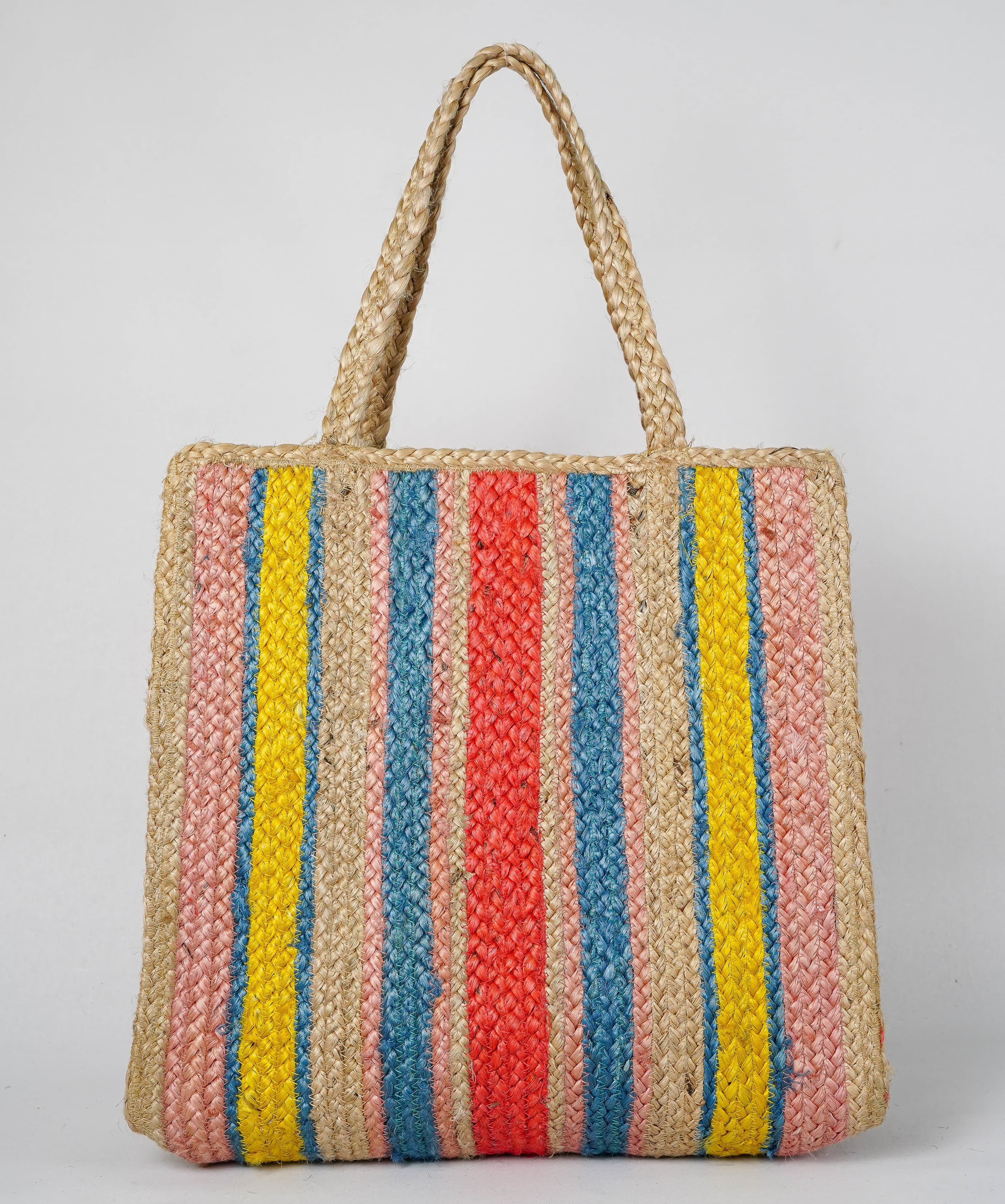 RAINBOW STRIPE JUTE BAG