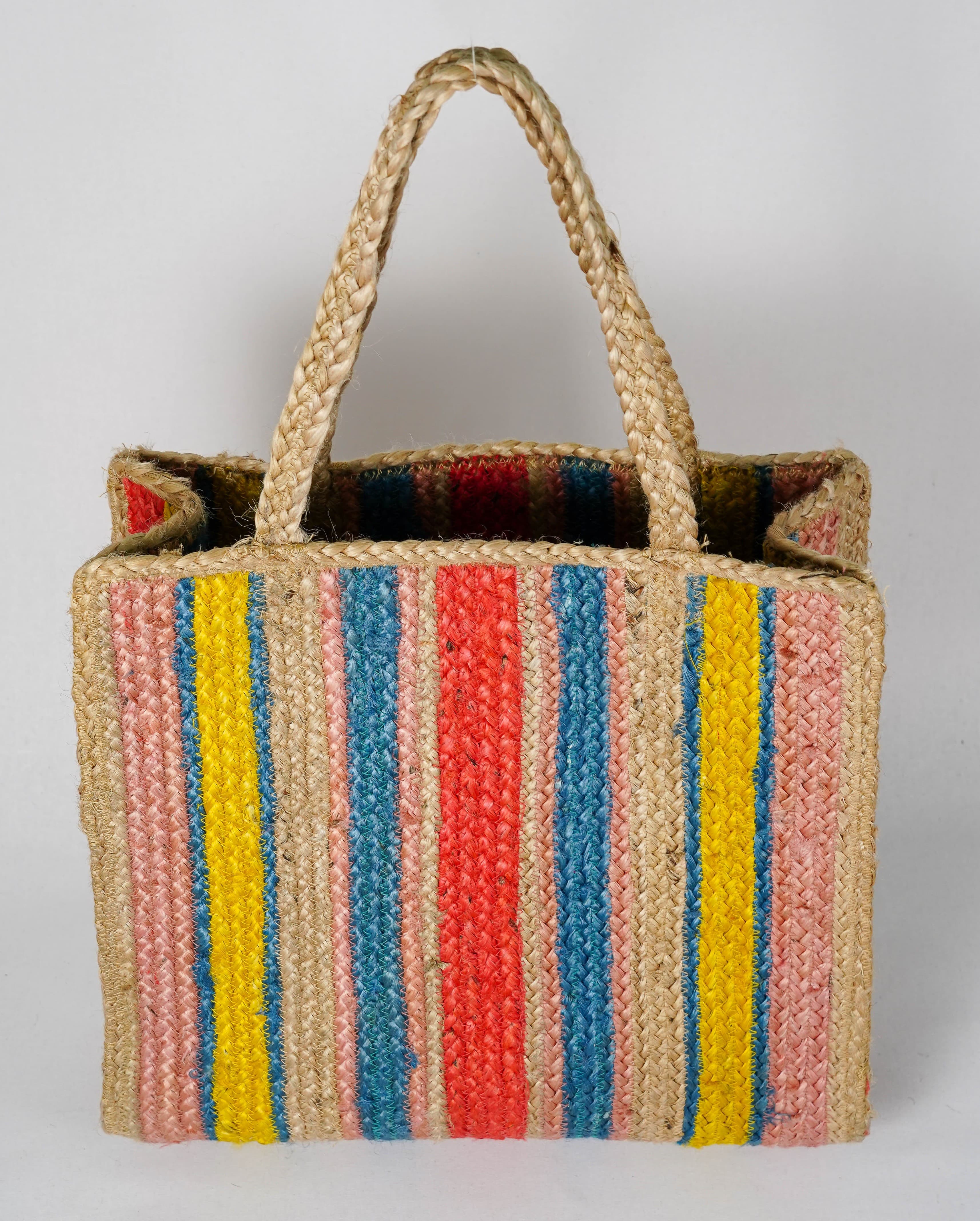 RAINBOW STRIPE JUTE BAG