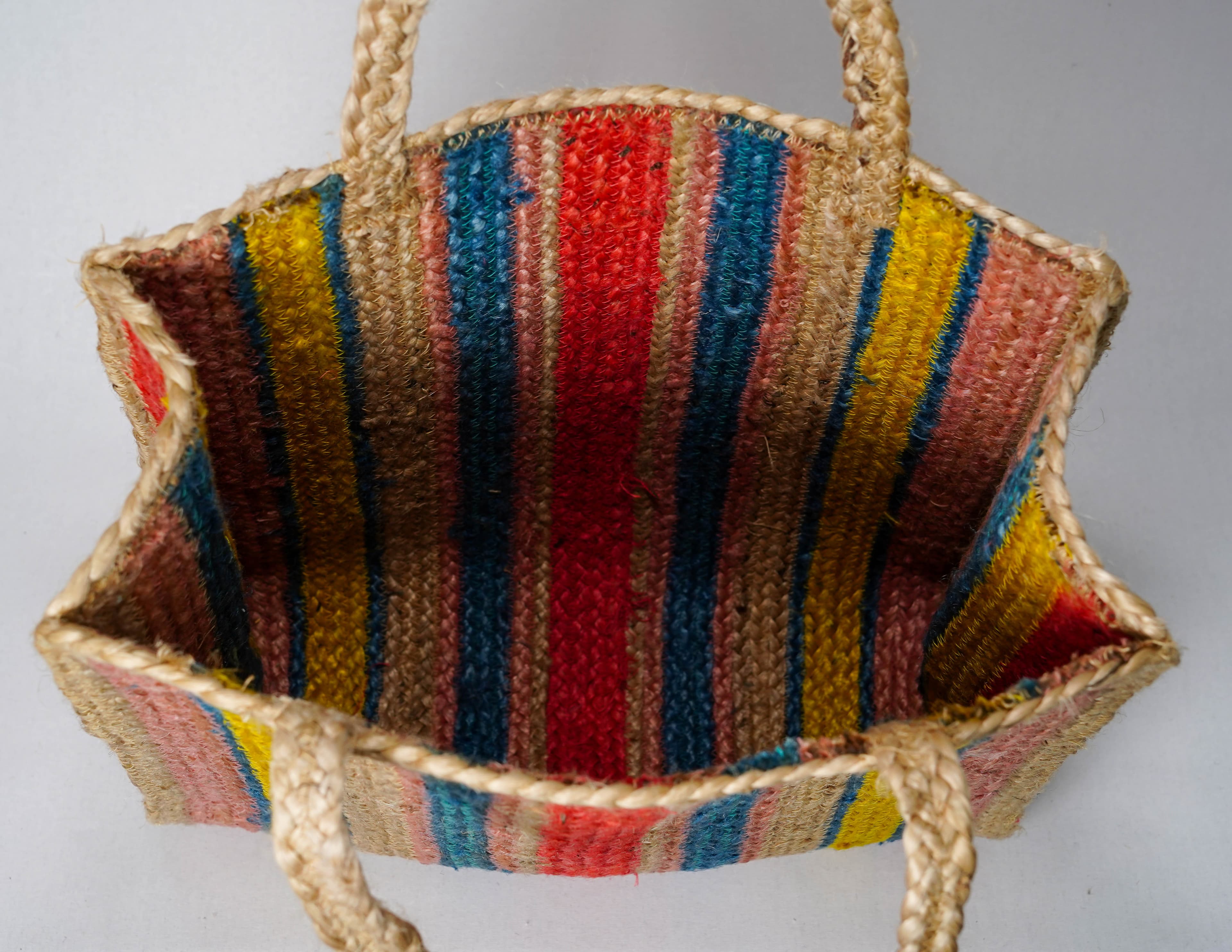 RAINBOW STRIPE JUTE BAG