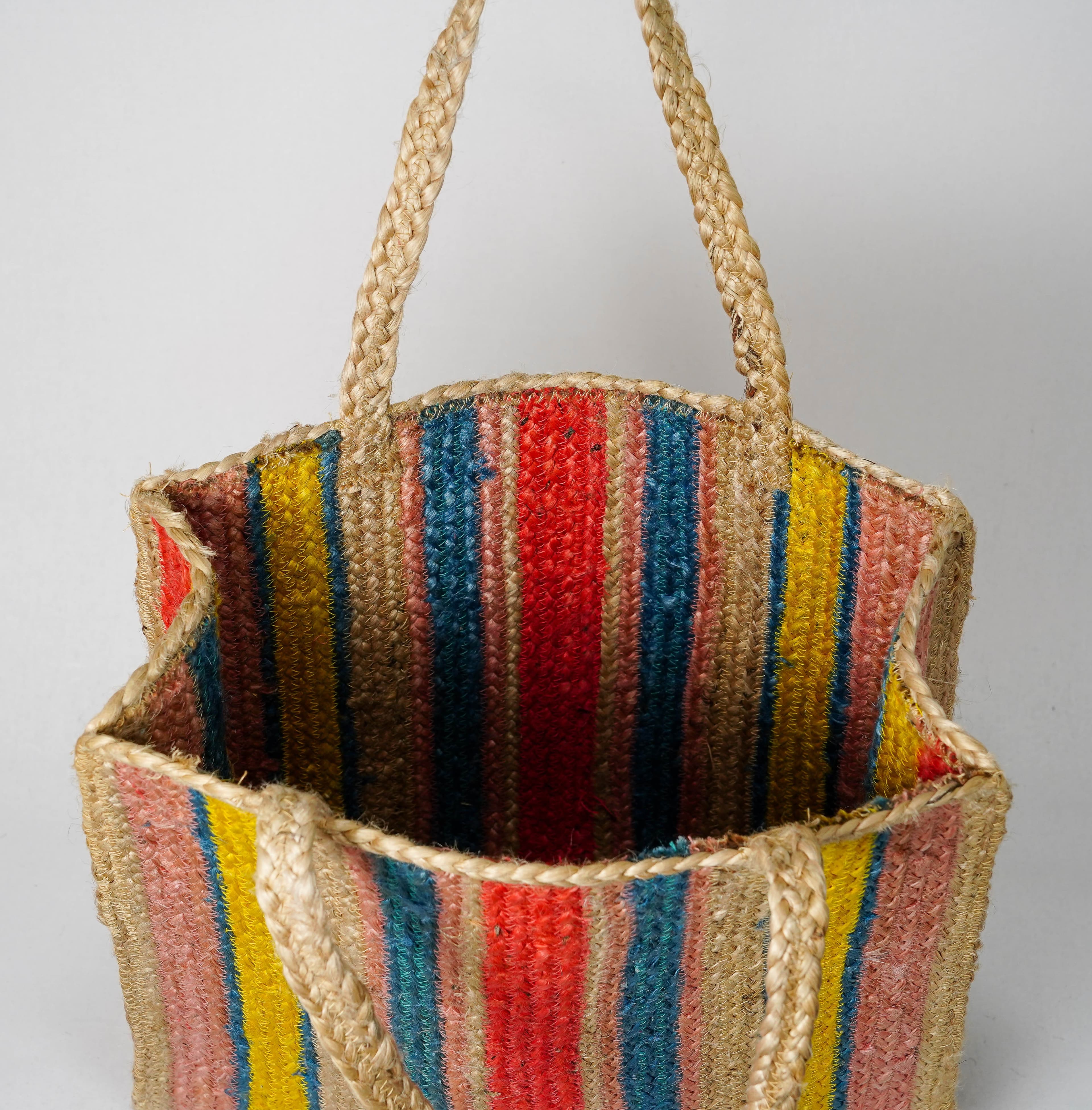 RAINBOW STRIPE JUTE BAG