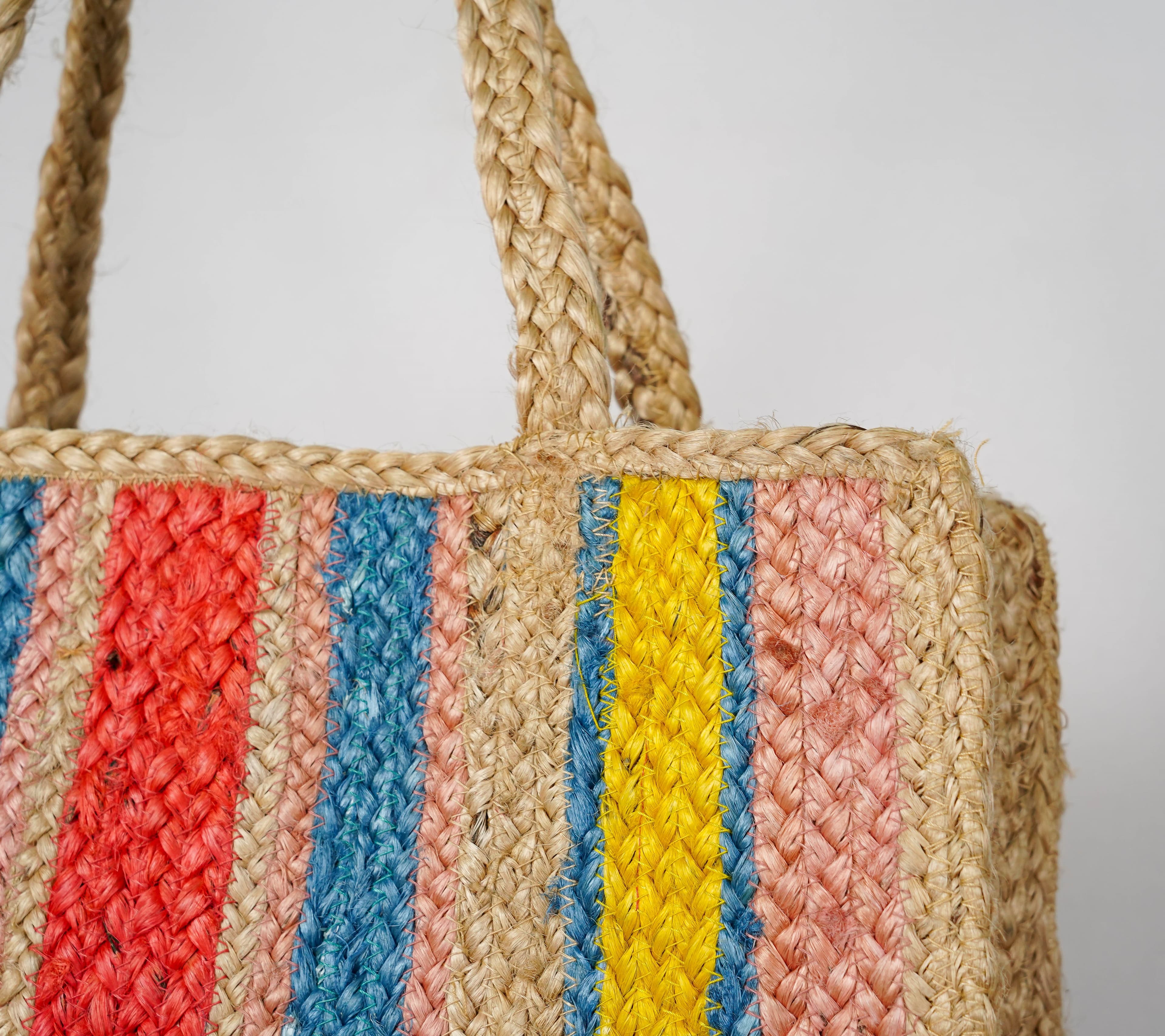 RAINBOW STRIPE JUTE BAG