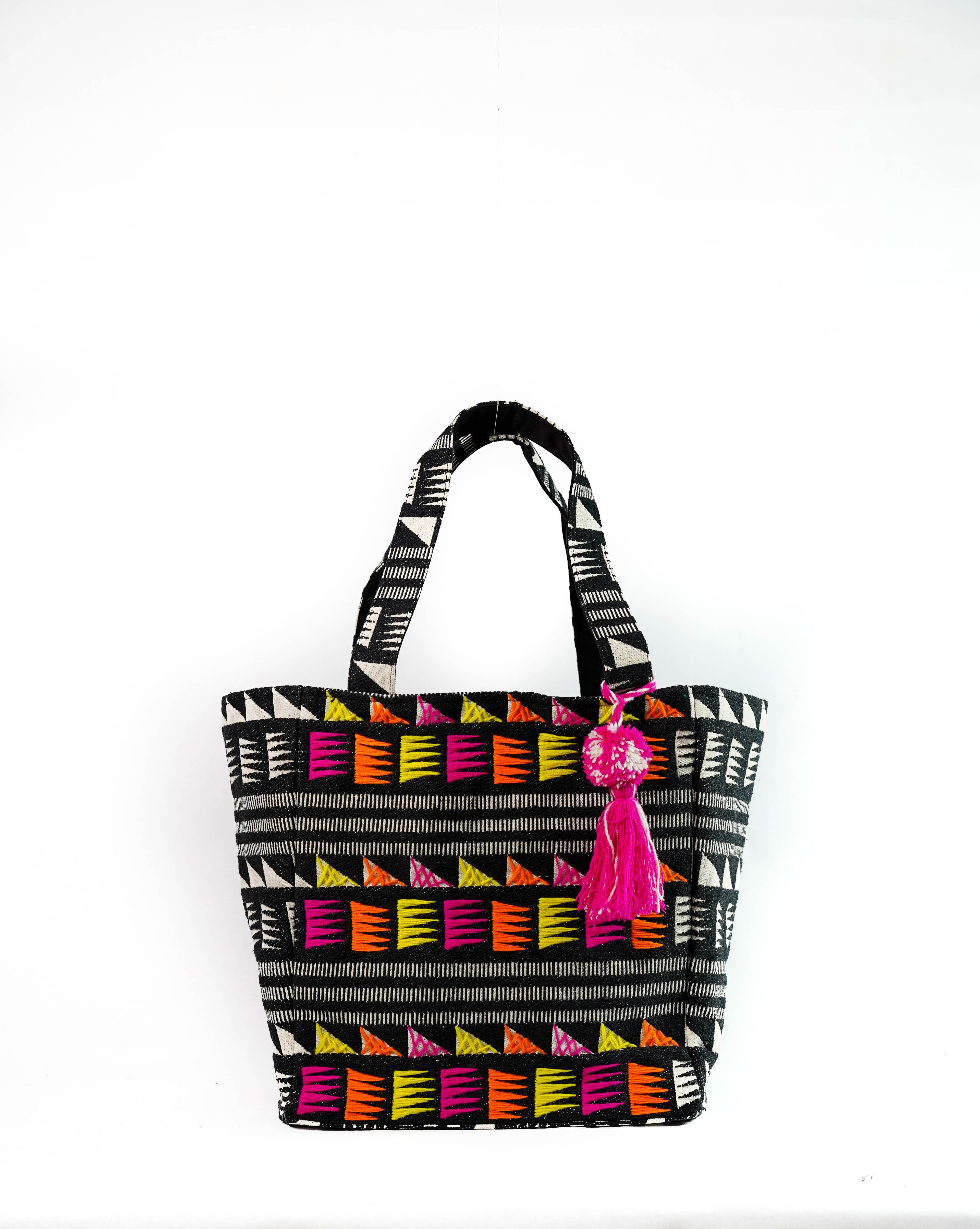 BLACK JACQUARD TOTE BAG