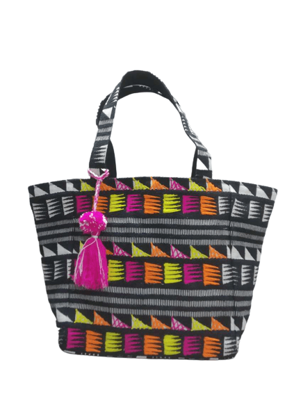 BLACK JACQUARD TOTE BAG