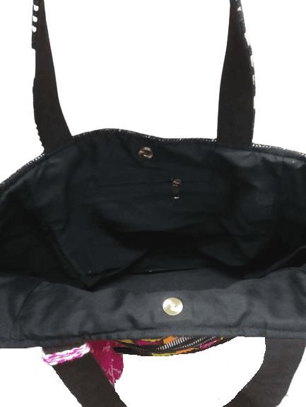 BLACK JACQUARD TOTE BAG