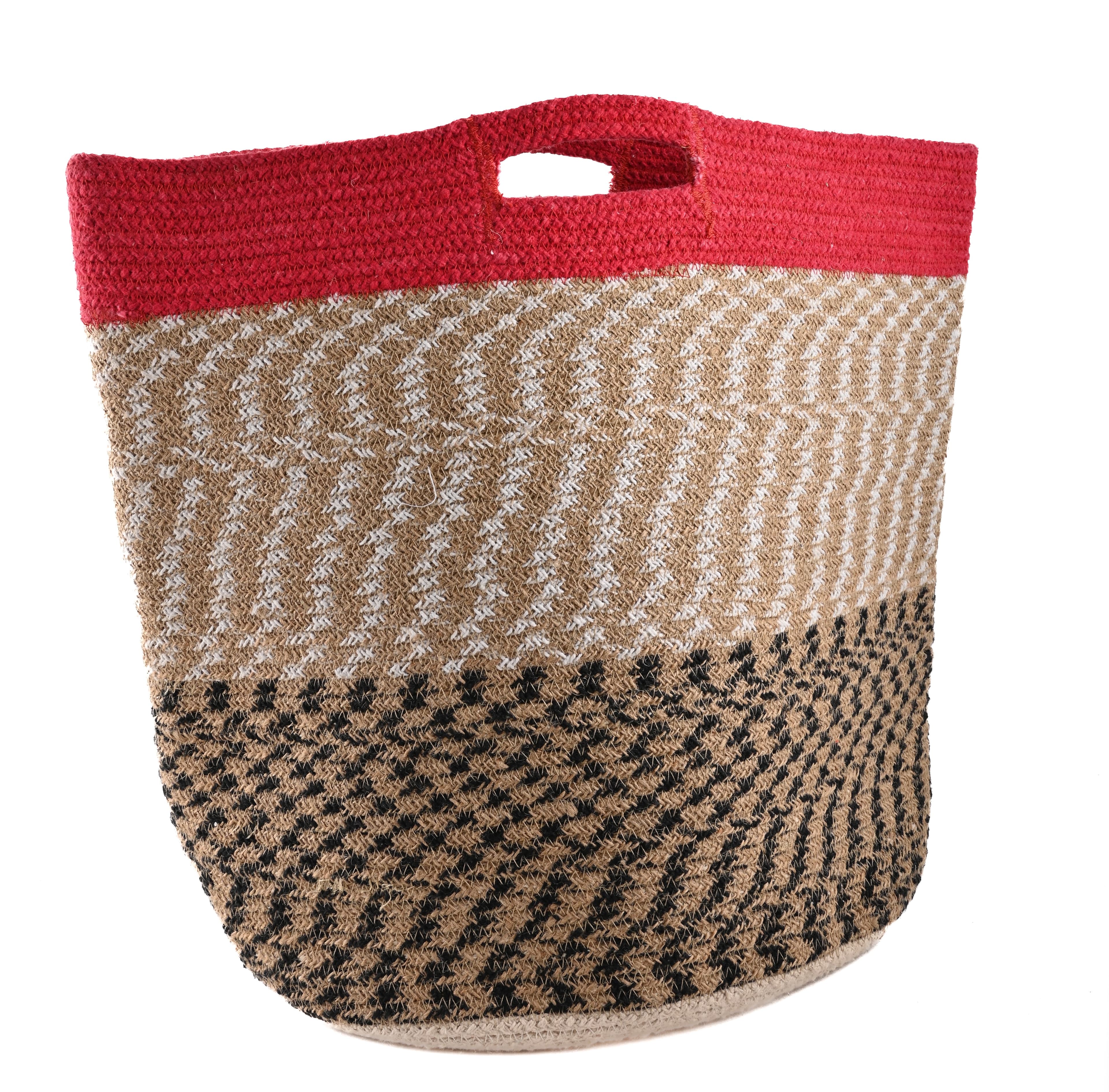 RED WHITE AND BLACK WOVEN BAG