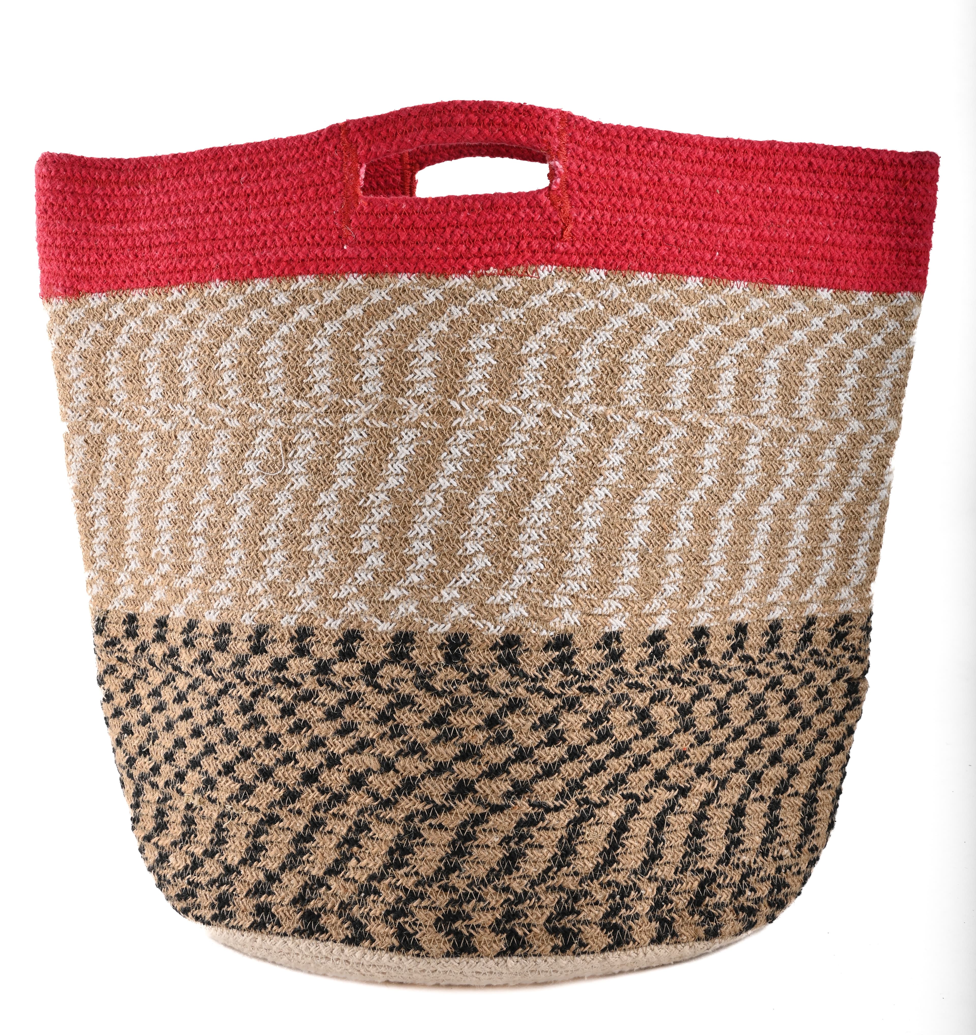 RED WHITE AND BLACK WOVEN BAG