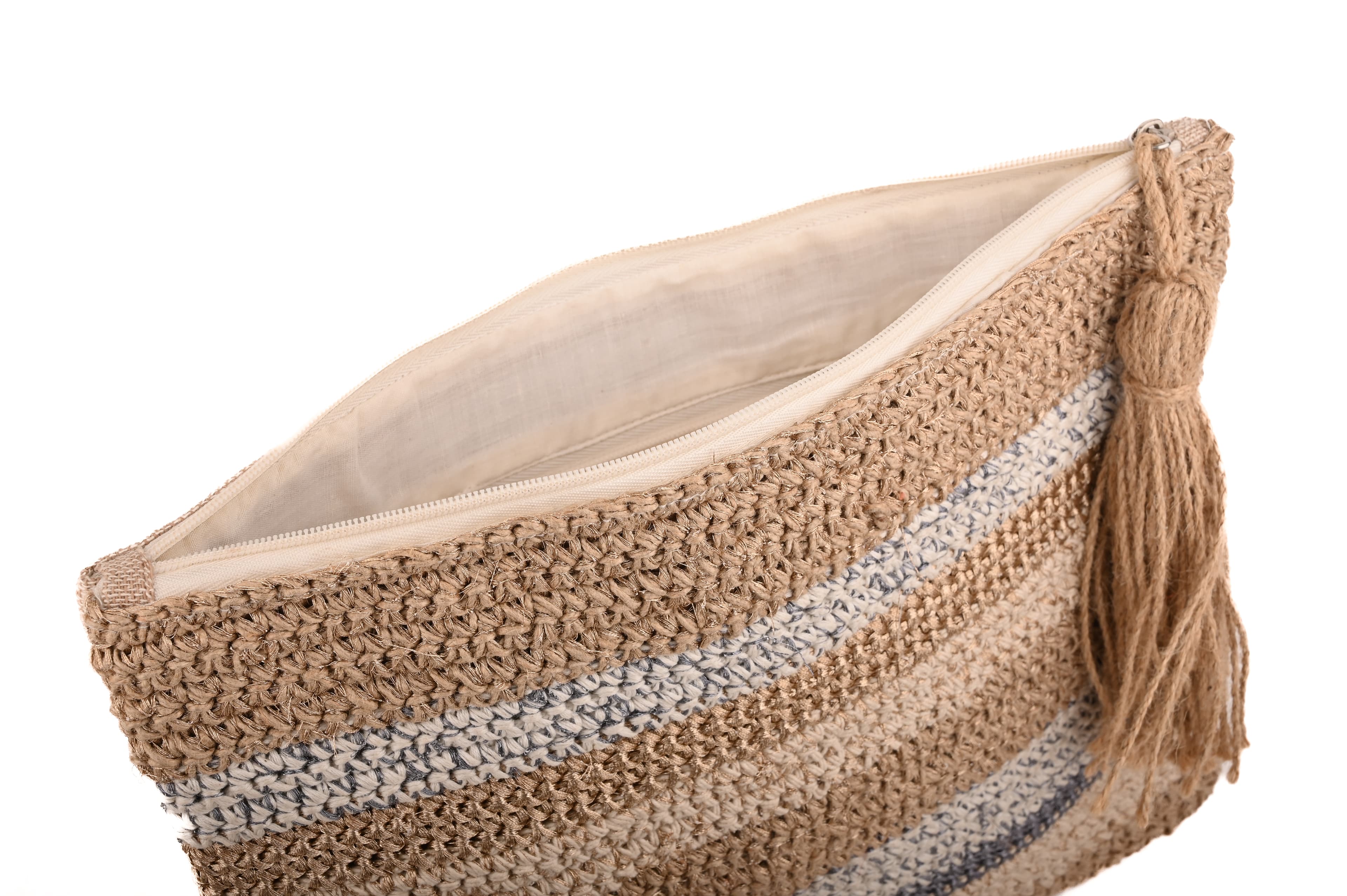 JUTE AND COTTON WOVEN POUCH