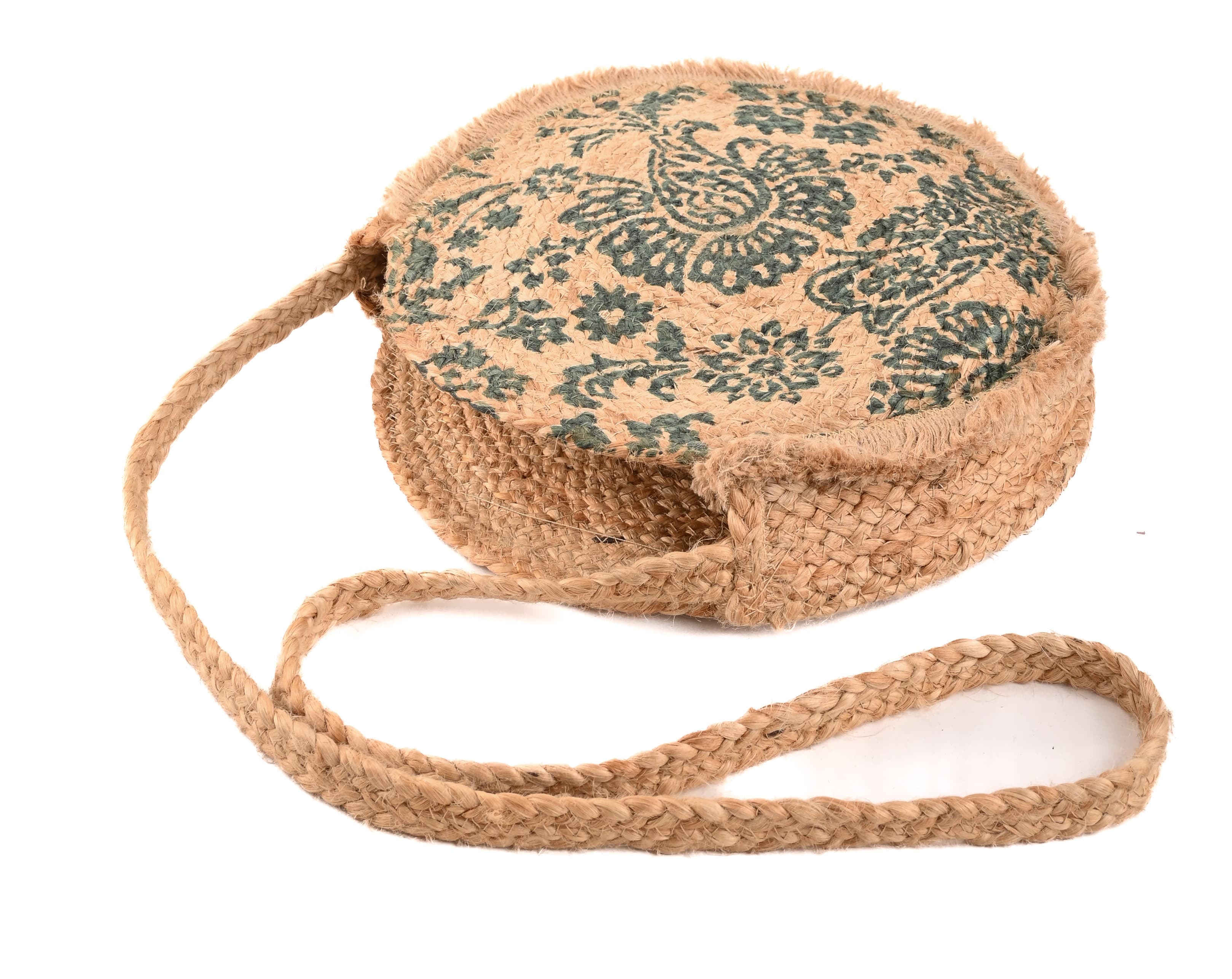 TRADITONAL PRINT JUTE CROSSBODY BAG