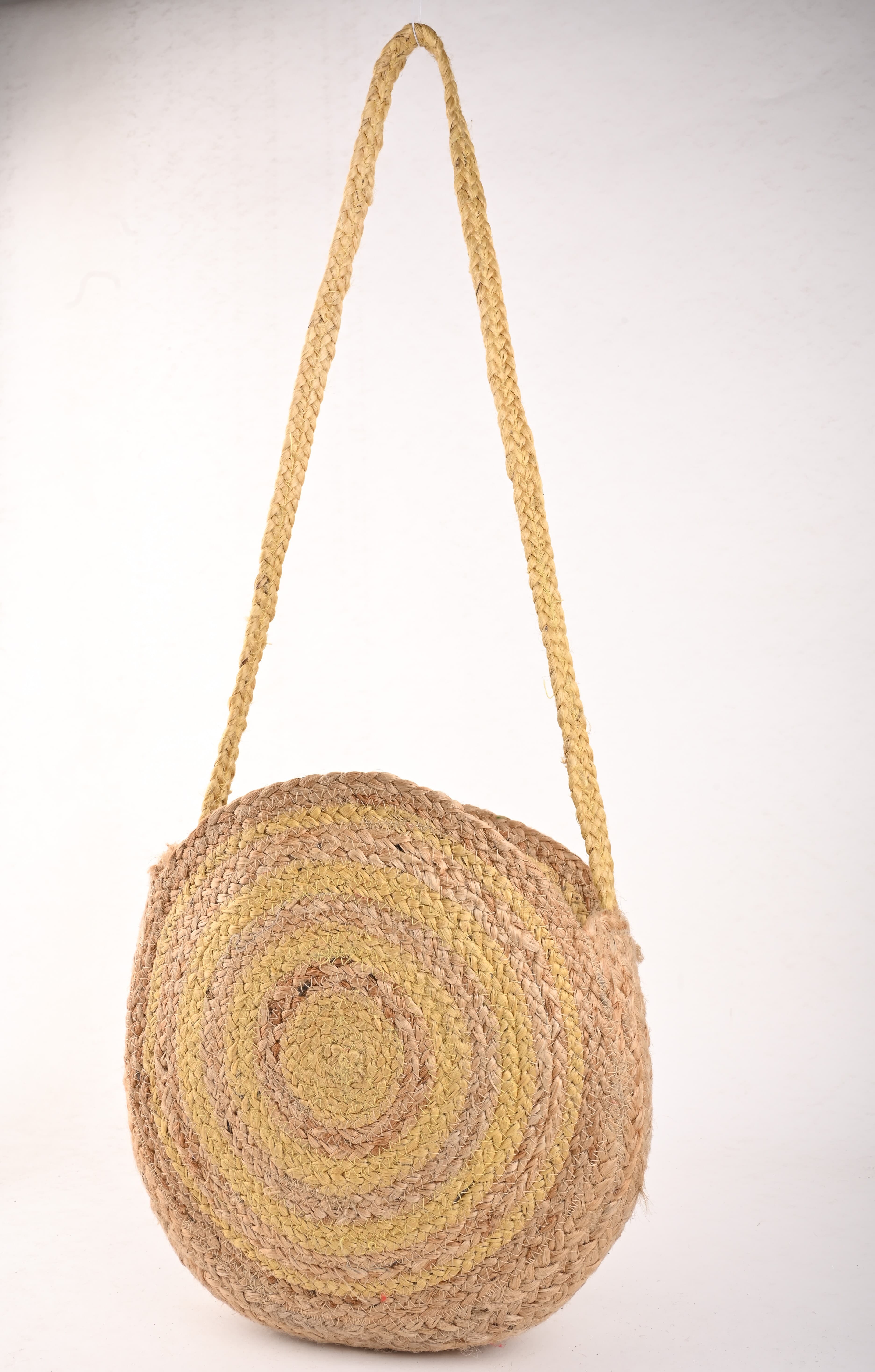 TWO TONE JUTE CROSSBODY BAG