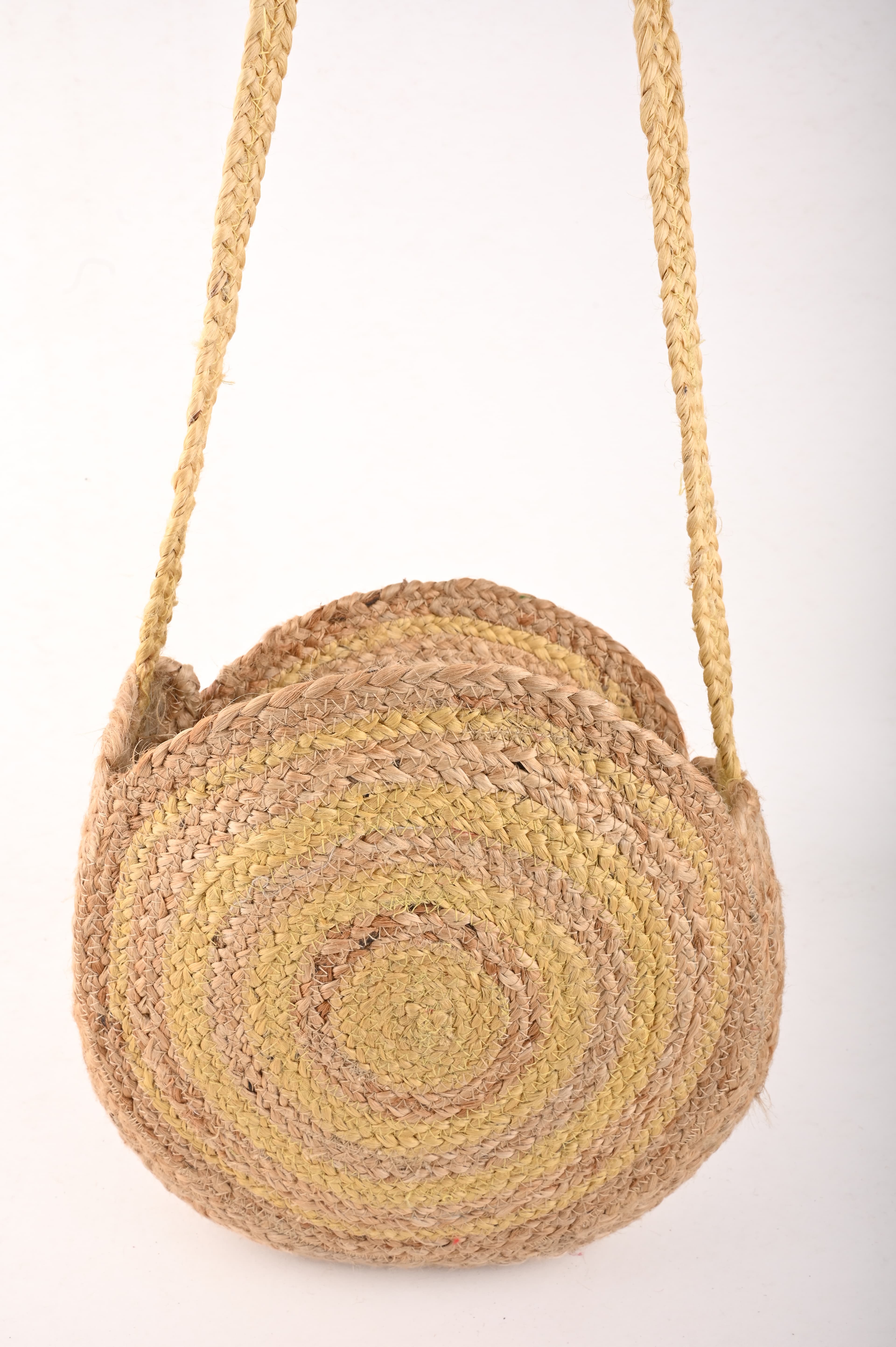 TWO TONE JUTE CROSSBODY BAG